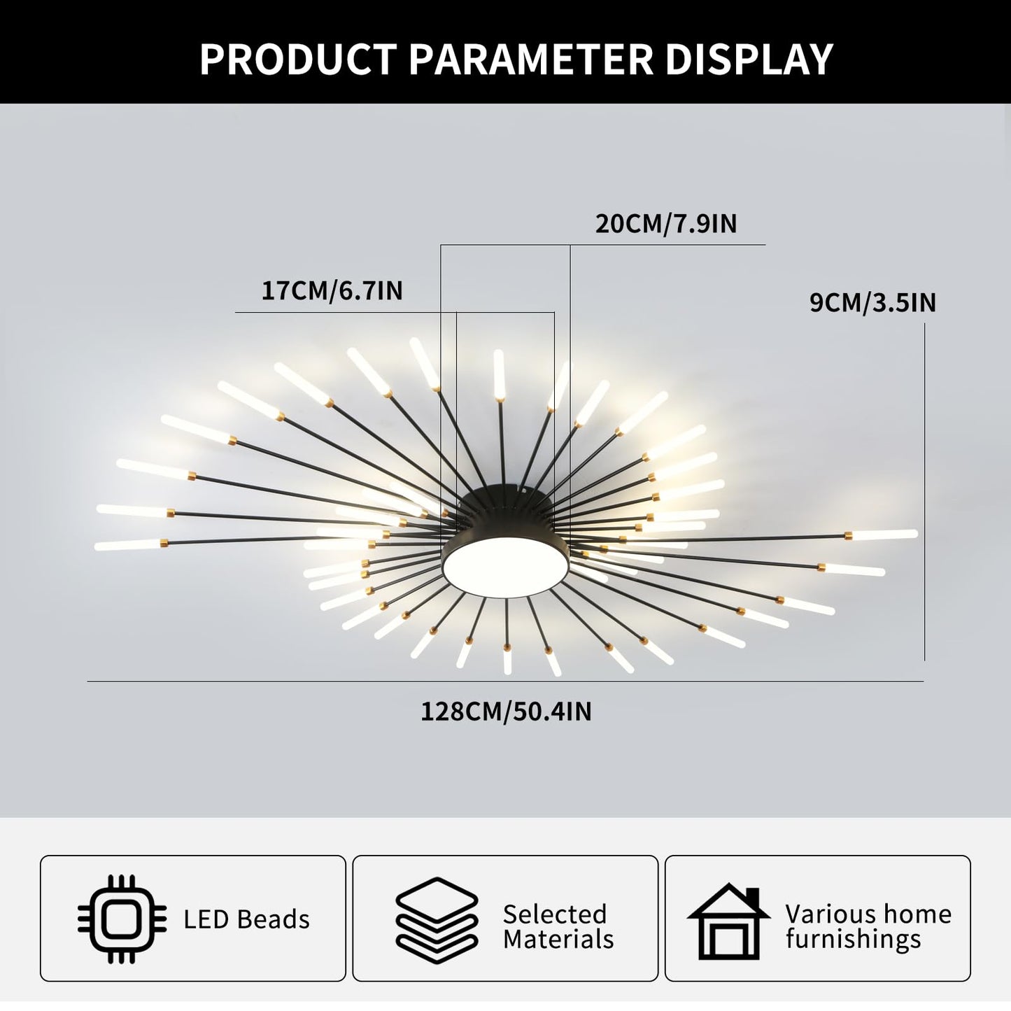 minifair Moderne LED-Deckenleuchte, 12 + 1 Köpfe, halbbündige Deckenleuchte, goldene Kronleuchter, Deckenbeleuchtung für Schlafzimmer, Wohnzimmer, Küche, Esszimmer, Restaurant