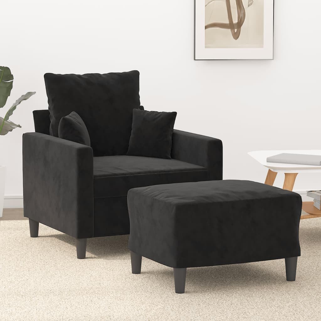Willood 3-TLG. Sofagarnitur mit Kissen Dunkelgrau Samt,Sofa geeignet für Wohnzimmer, Sofa Set, mit Armlehnen und Kissen