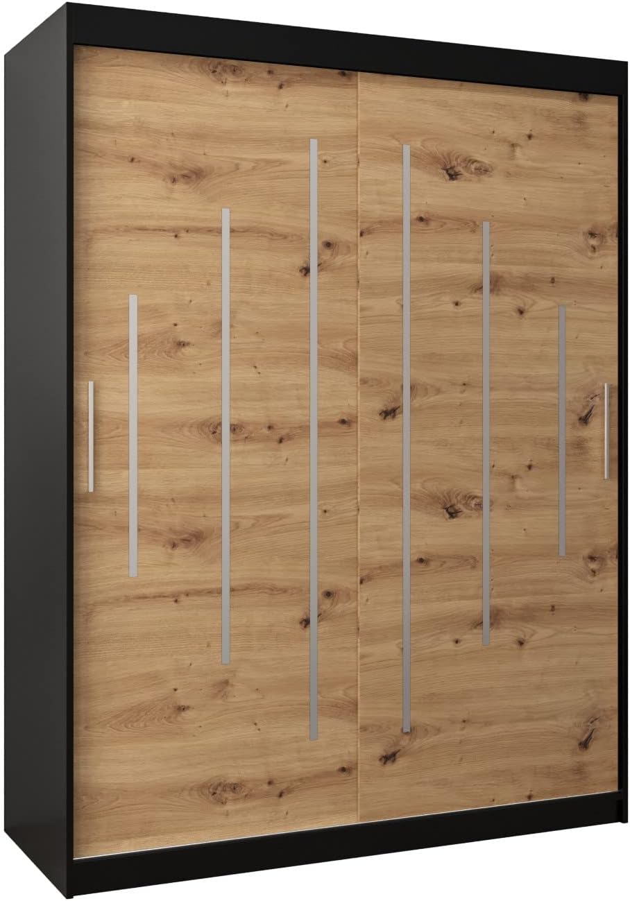 Kryspol Schwebetürenschrank York 250 cm Kleiderschrank mit Kleiderstange und Einlegeboden Schlafzimmer- Wohnzimmerschrank Schiebetüren Modern Design (Weiß)