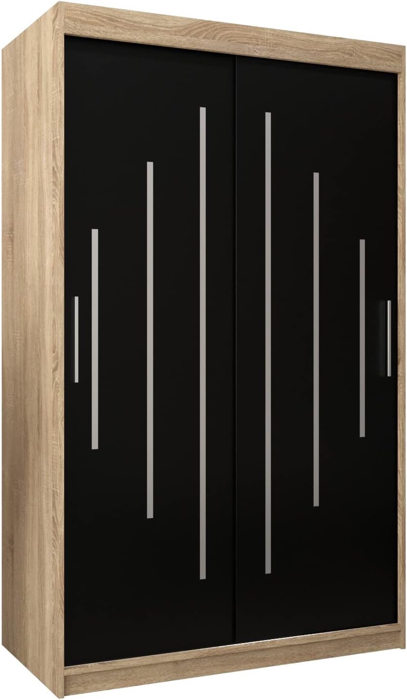 Kryspol Schwebetürenschrank York 250 cm Kleiderschrank mit Kleiderstange und Einlegeboden Schlafzimmer- Wohnzimmerschrank Schiebetüren Modern Design (Weiß)