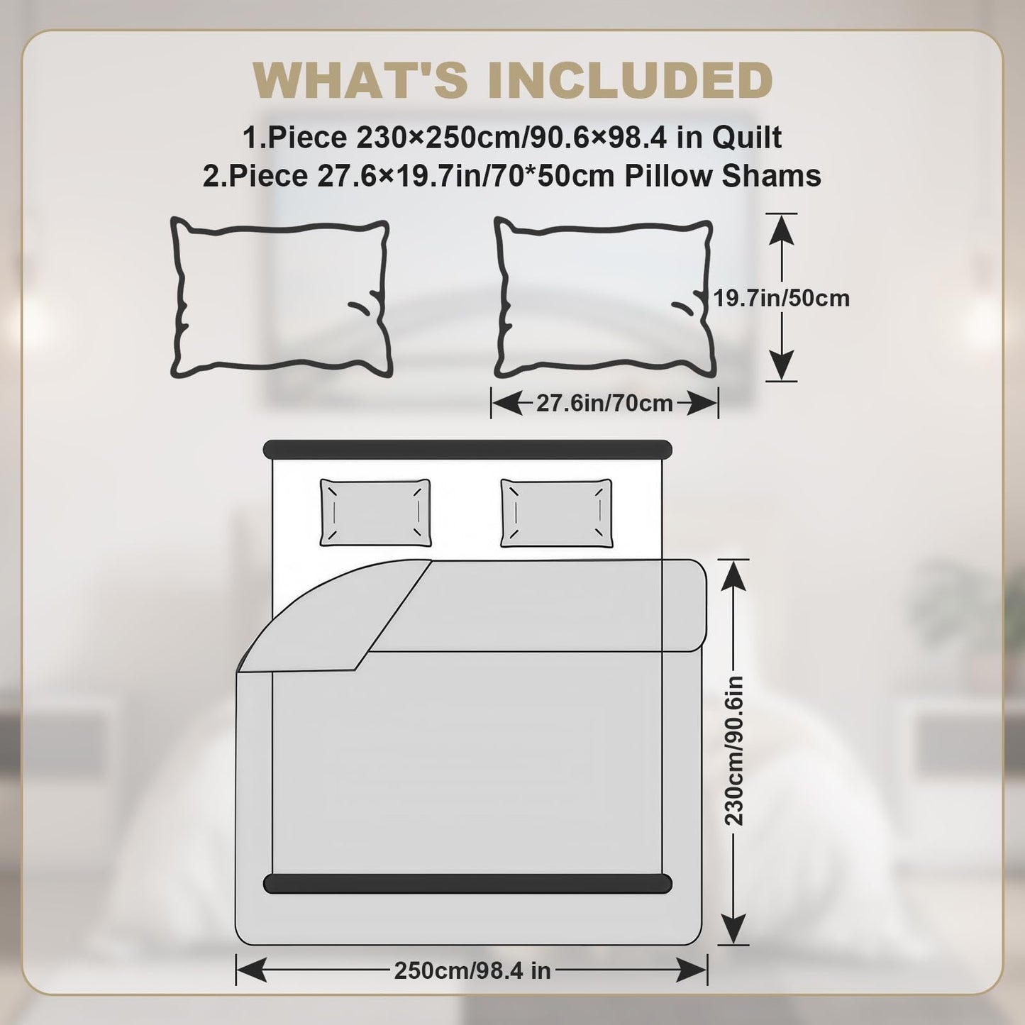 SHANNA Extra Large Duvet: Milk Velvet Soft Double Sided Duvet Ideal as Bedspread 230 x 250 cm with 2 Matching Pillowcases 50 x 70 cm (Beige)