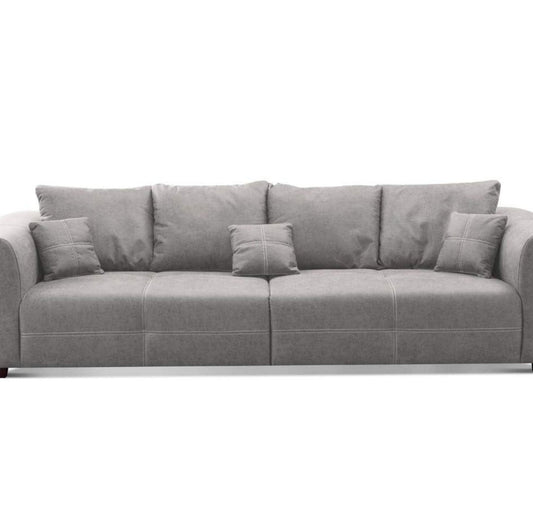Cavadore Big Sofa Mavericco / Große Polster Couch mit Mikrofaser-Bezug Lederoptik / Inklusive Rückenkissen und Zierkissen in / Maße: 287 x 69 x 108 cm (BxHxT) / Farbe: Antik Braun
