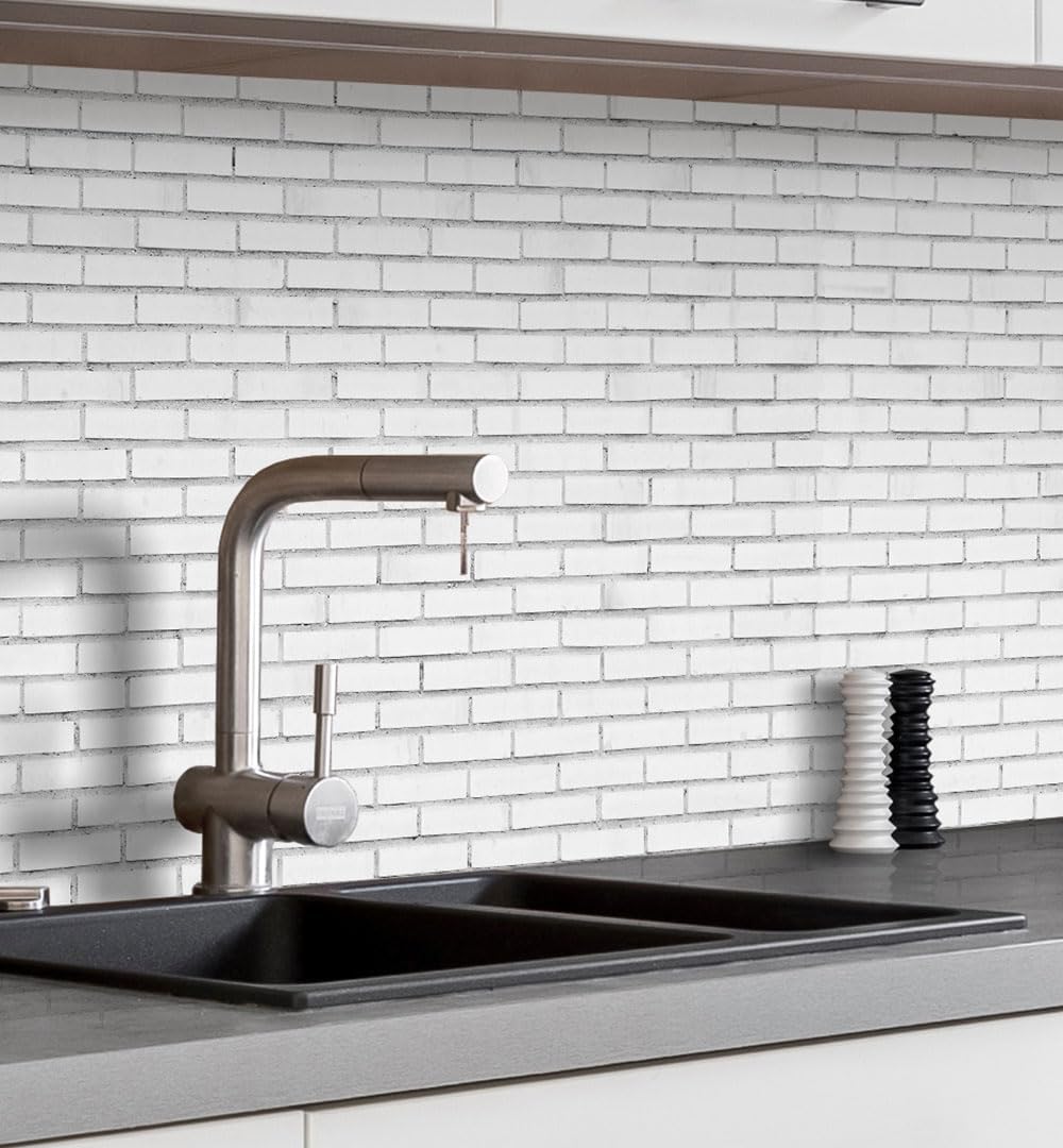MyMaxxi Küchenrückwand Folie selbstklebend matt - einfache Montage ohne Bohren 0,4mm stark Versteift - Motiv Mauer 04-60cm hoch - Spritzschutz Küche Klebefolie - Stein Ziegel 60 x 60cm