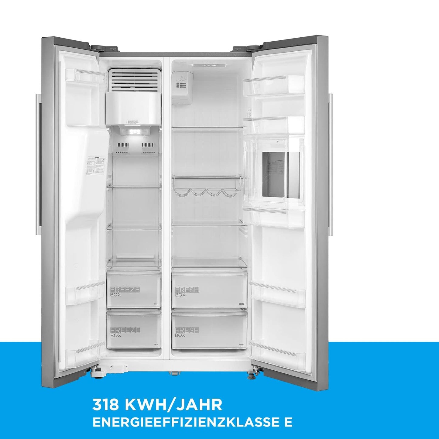 Midea KS-DDX 6.32 WT Side-by-Side Kühl-/Gefrierkombination/ 178,8 cm Höhe/ 254 kWh/Jahr/No Frost/Dual Inverter Compressor/mit 3in1 Wasser-/Eisspender und Wassertank, Dark Inox