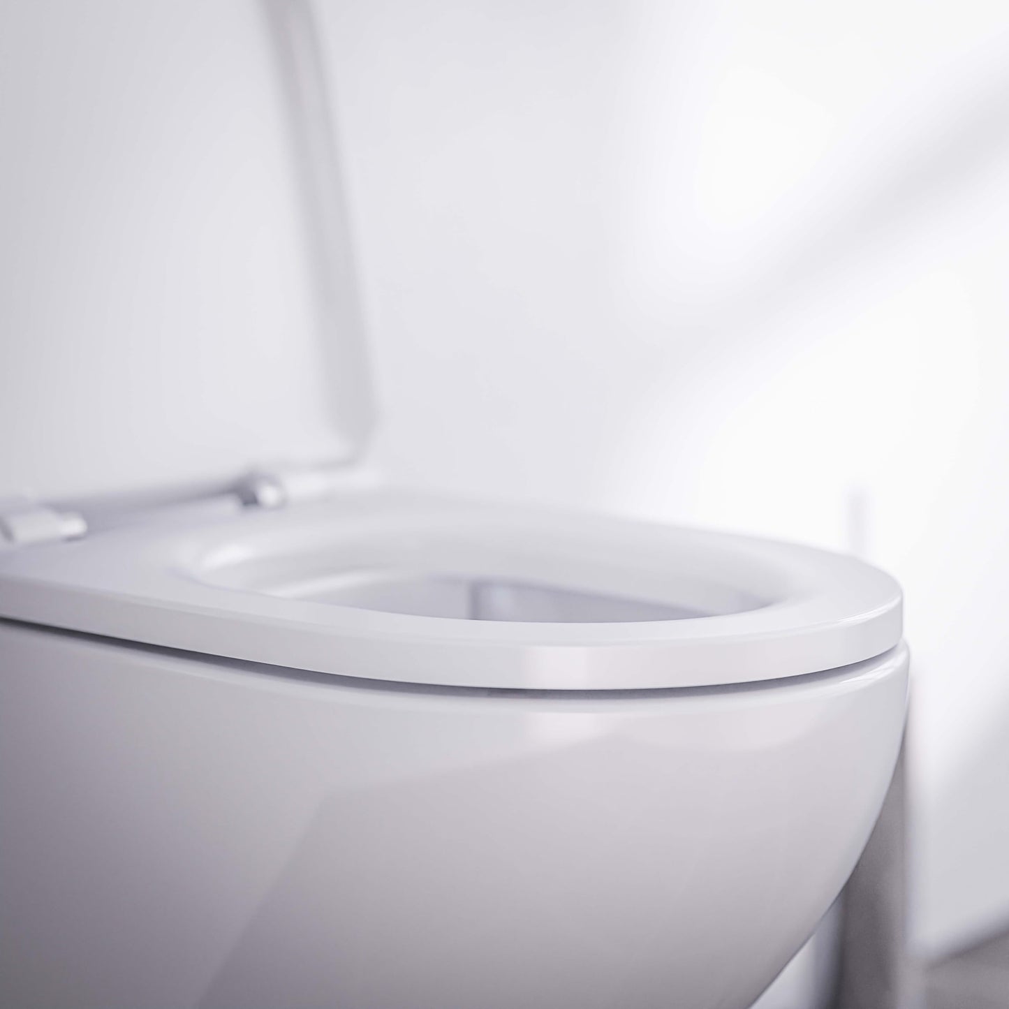 BERNSTEIN® Design Wand WC spülrandlos spülrandloses Hänge WC Set Toilette mit abnehmbareren Deckel Hängetoilette WC ohne Spülrand E-9030 Farbe: Weiß glänzend