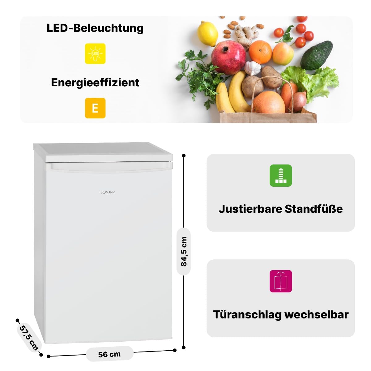 Bomann VS 2185 refrigerator / A ++ / 84.5 cm / 93 kWh / year / 137 L refrigerator / stepless temperature setting