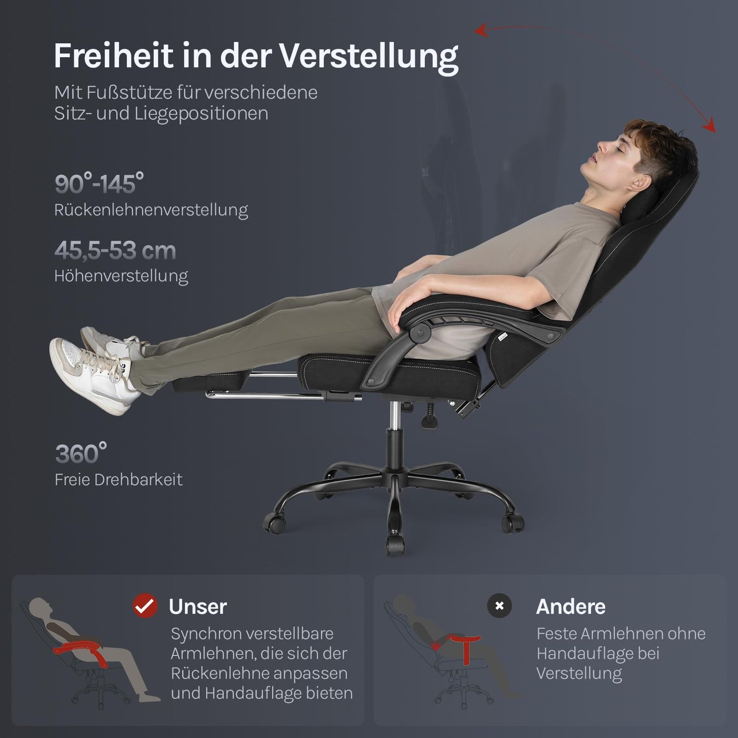 WOLTU Gaming Stuhl mit Massagefunktion, Computerstuhl Ergonomisch, Taschenfederkissen, Lendenmassage, Kopfkissen, Fußstütze, Drehstuhl, 150 kg, Netzstoff, Rosa+Weiß