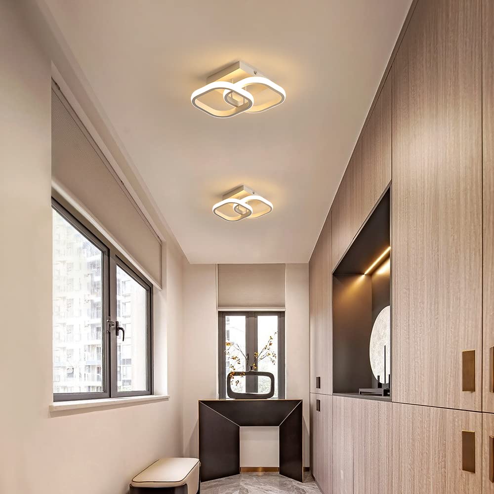 SENQIU 2 Stücke LED Deckenleuchte, 22W Modern Quadratisch LED Deckenlampe, Deckenleuchten Weiße aus Aluminium für Wohnzimmer Schlafzimmer Küche, Warmweiß 3000K