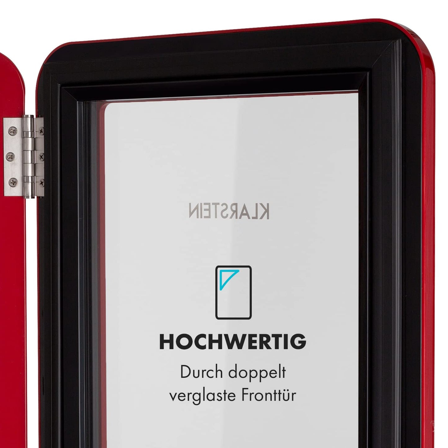 Klarstein PopLife Getränkekühler - Mini-Bar, Retrokühlschrank, 0-10°C, nur 39 dB, 115 L, umweltfreundlich, doppelt verglaste Tür, Retro-Design, rot