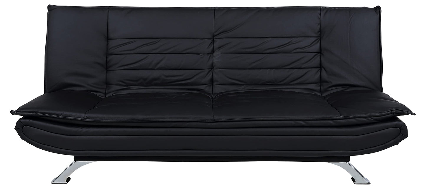 AC Design Furniture Jasper Bettcouch Dunkelgrau/Schwarz, Schlafsofa mit 3 Liegepositionen, Moderner 3-Sitzer Ohne Armlehne, Gepolstert mit Schwarzen Metallbeinen, L: 196 x H: 91 x T: 98 cm