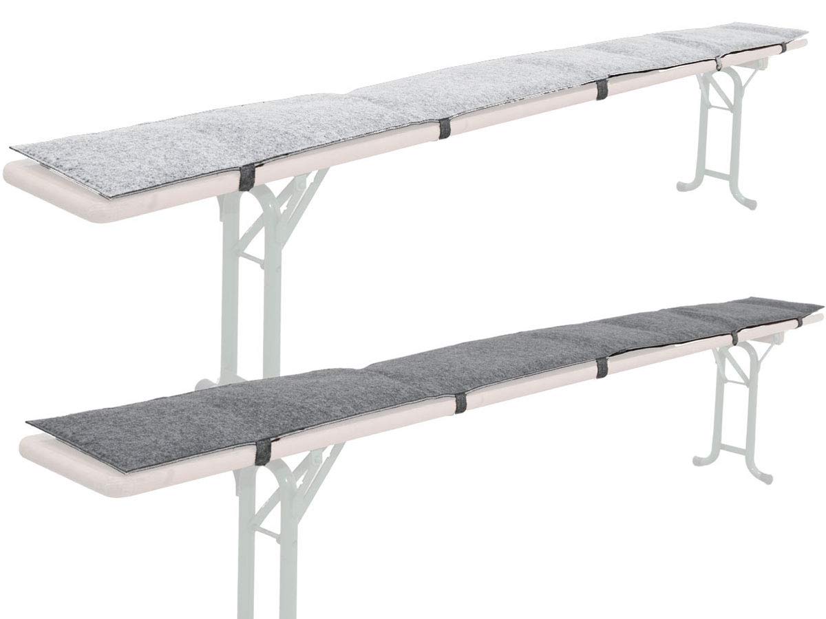DuneDesign 2er Set: 180 cm Filz Bierbank Polster - 2 cm Dicke Bierbank Kissen zum Wenden - 180x28 Sitzauflagen Bierzeltgarnitur - Sitzpolster für Bierbänke Deko Bierzeltgarnitur Bierbankauflagen Set