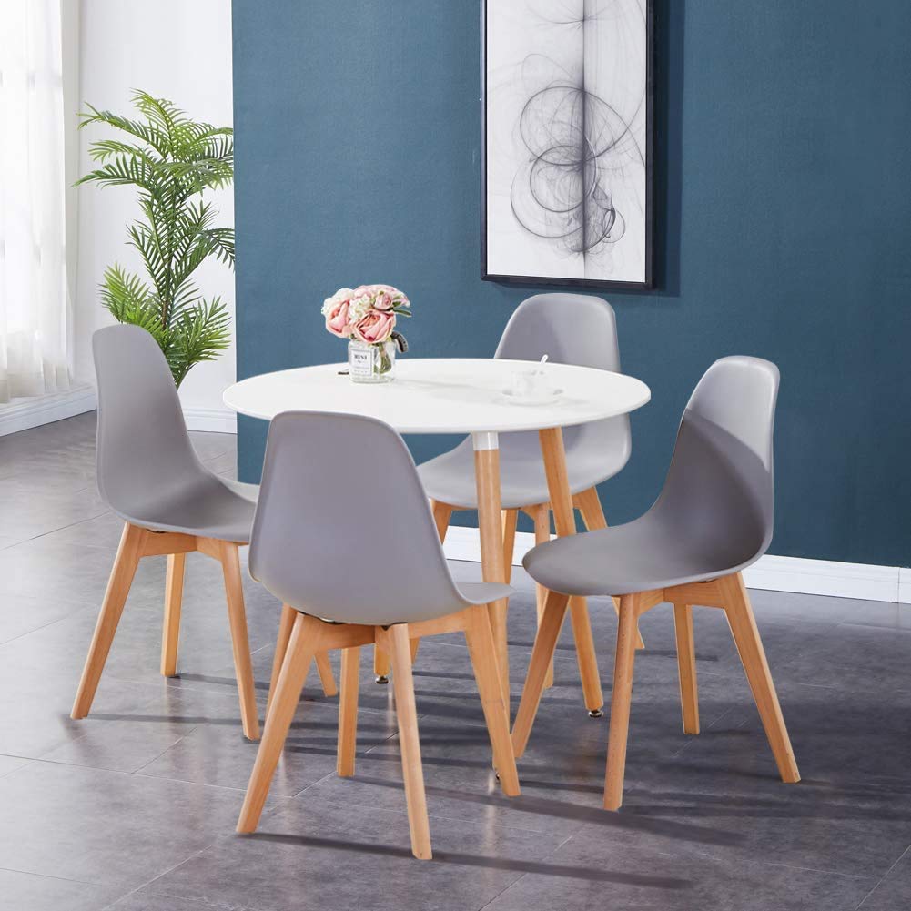GOLDFAN Glas Esstisch Esszimmertisch Küchentisch Glas Moderner Stil Runder Tisch für Wohnzimmer Büro Küche Silber
