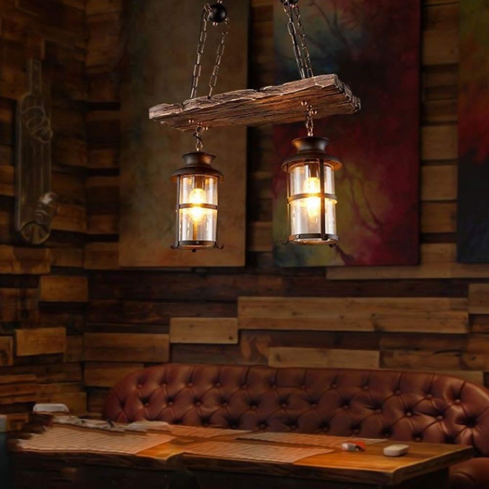 E27 Industrieller Retro Pendelleuchte Massivem Holz Esstisch Lamp Antike Getriebeleuchten Wohnzimmer Kronleuchter Höhenverstellbare Schlafzimmer Hängelampe Bar Dekoration Deckenleuchten (3 Flamme)