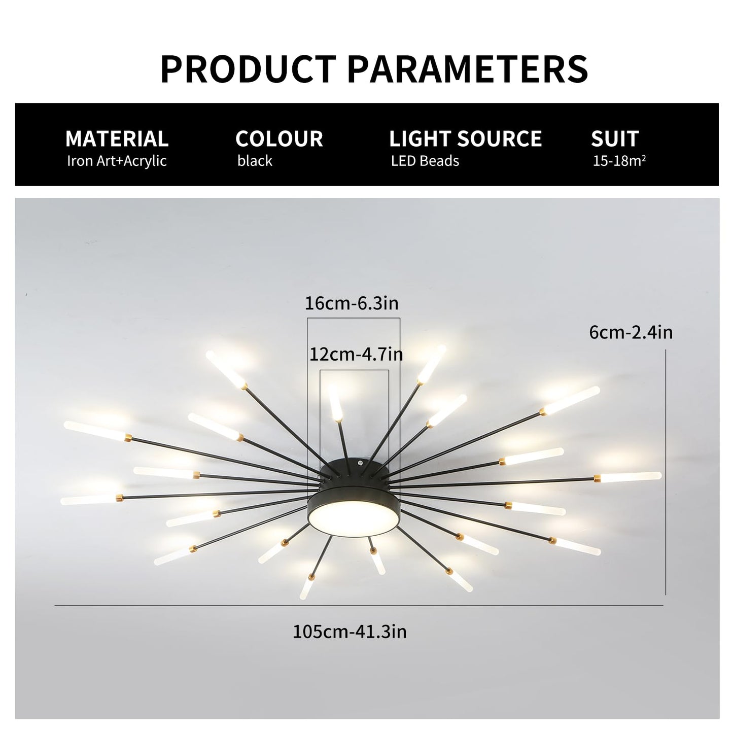 minifair Moderne LED-Deckenleuchte, 12 + 1 Köpfe, halbbündige Deckenleuchte, goldene Kronleuchter, Deckenbeleuchtung für Schlafzimmer, Wohnzimmer, Küche, Esszimmer, Restaurant
