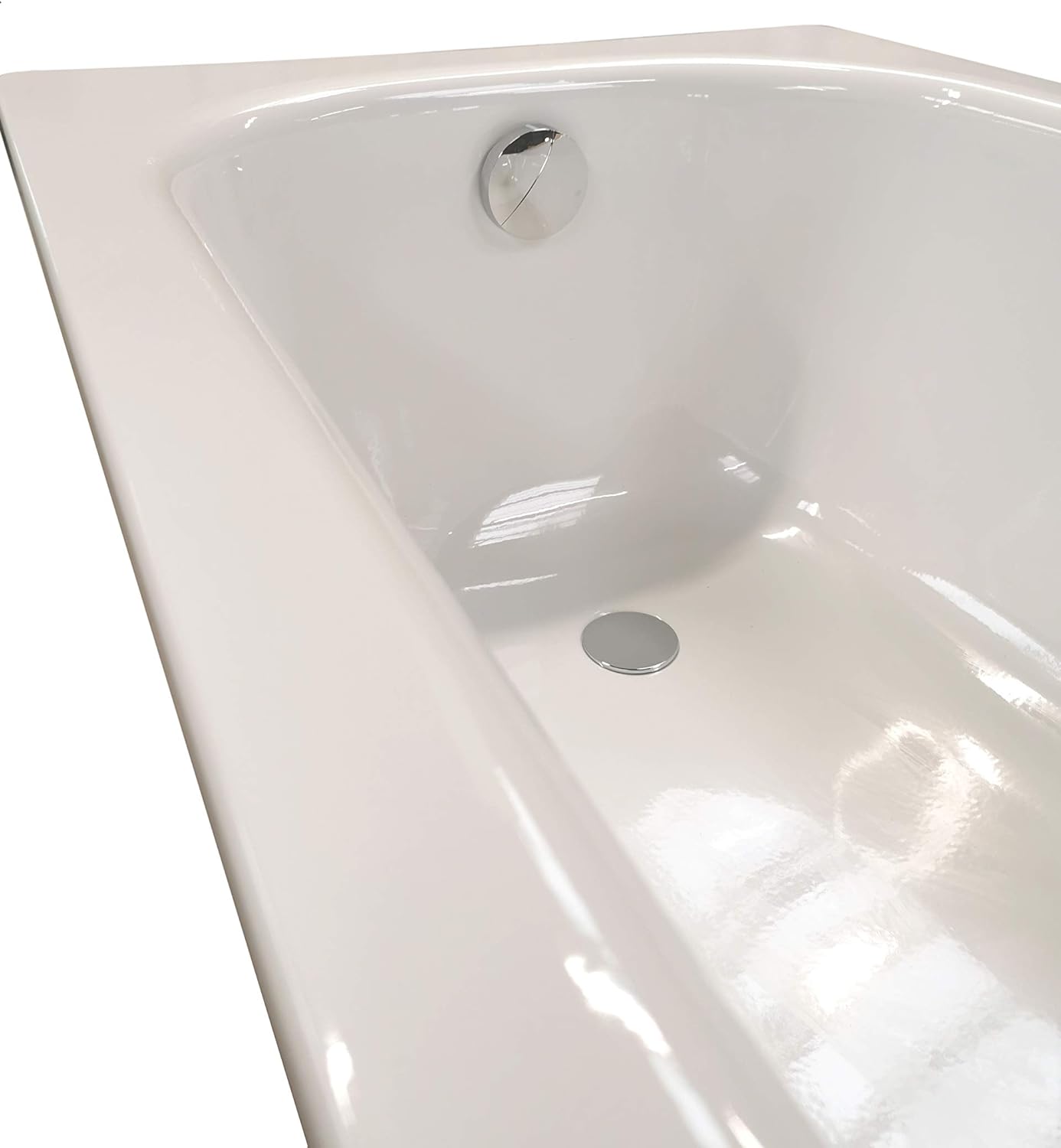 Complete Steel Bath Set 160 x 70 cm + Bath Support + Drain Fitting White