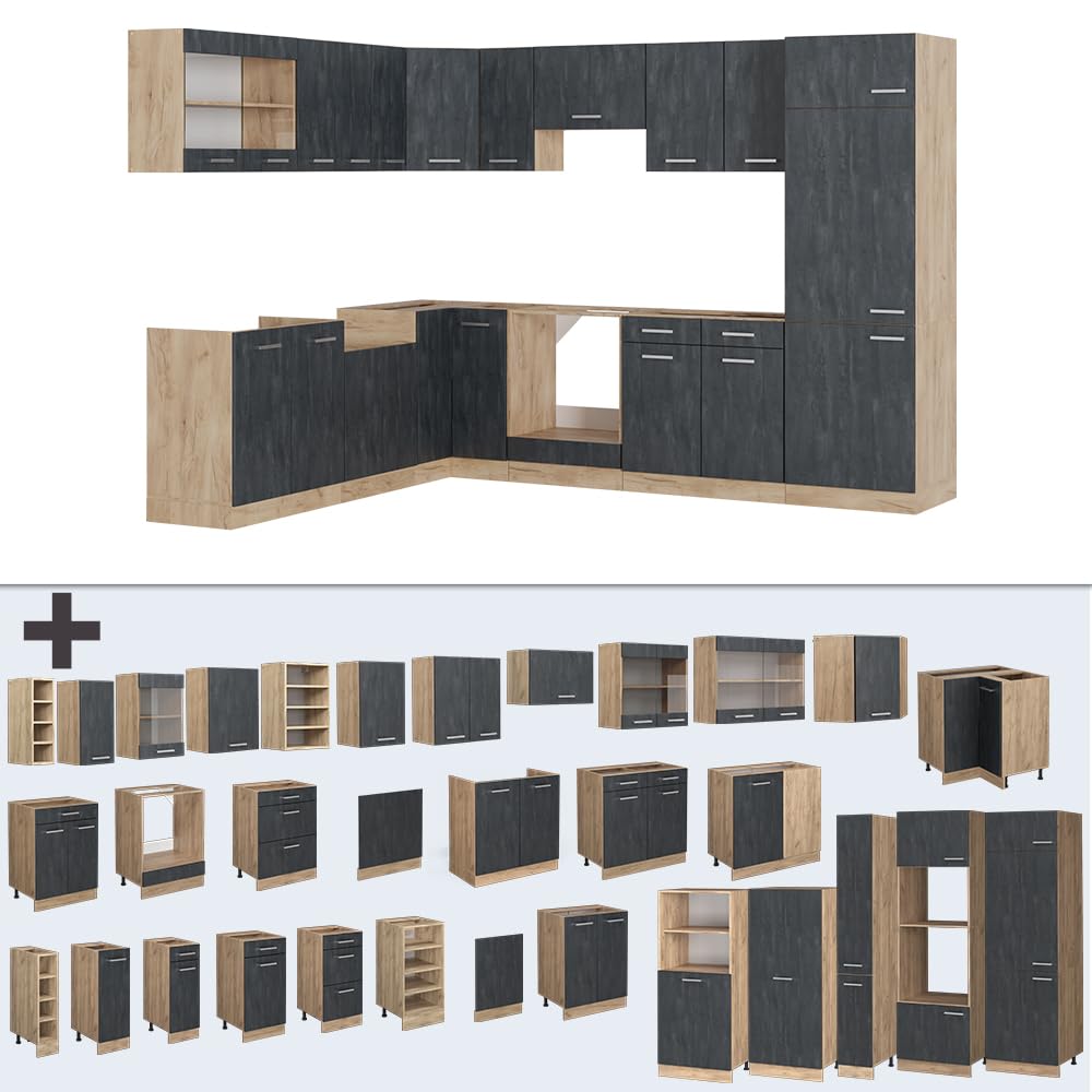 Vicco Goldkraft Kitchen Unit R-Line Corner 287 x 277 cm