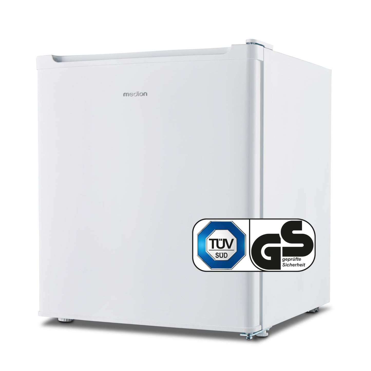 MEDION MD37724 Mini Fridge with Freezer (Small, Quiet, 41L Small Fridge for Office, Hotels, Mini Bar, Camping Gaming, Drinks Fridge, Food & Ice Cream, Interchangeable Door Hinge, Grey