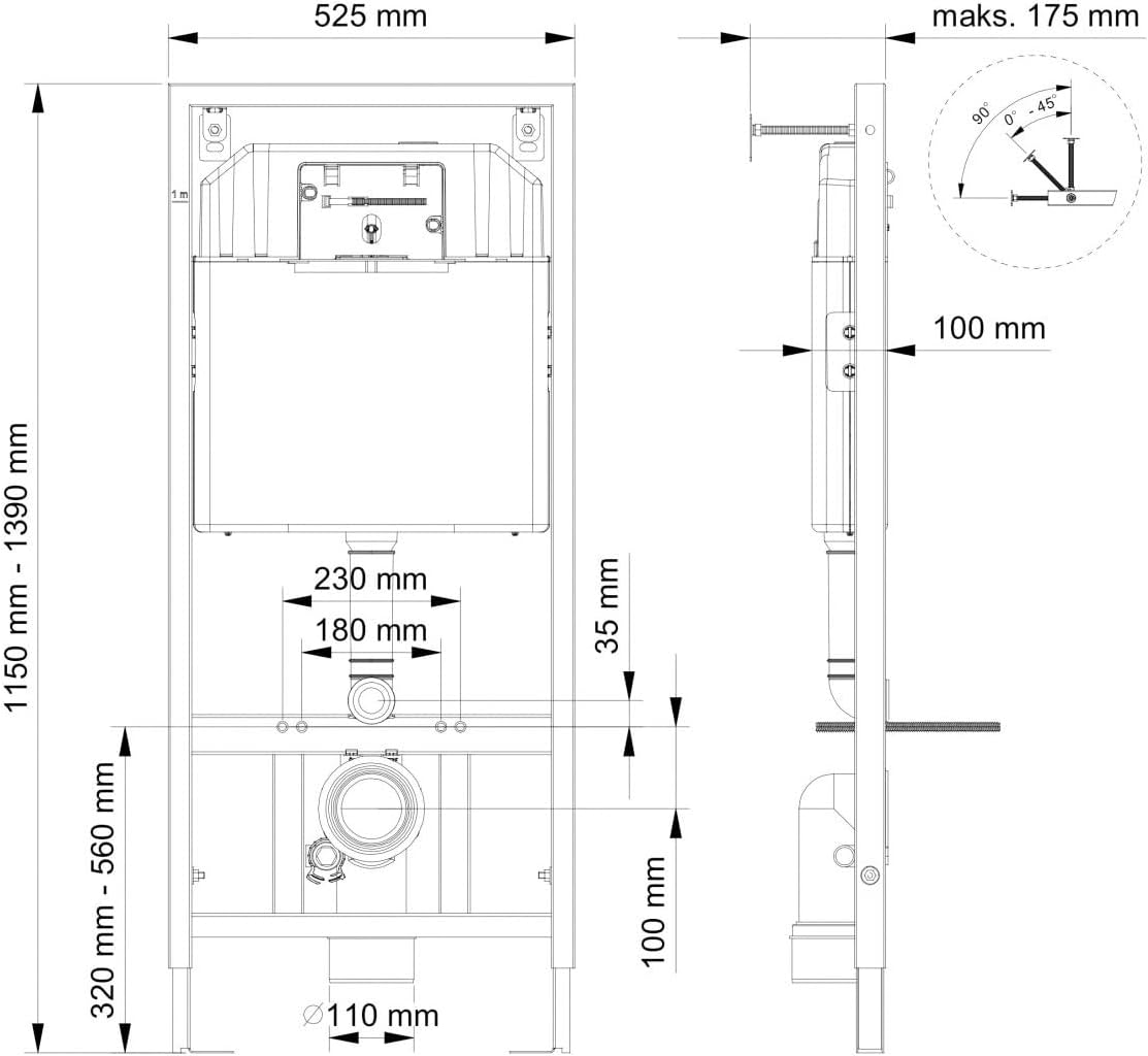 Wall Hanging Toilet Taharet Frame Element Actuator Plate Soft Close Lid Set