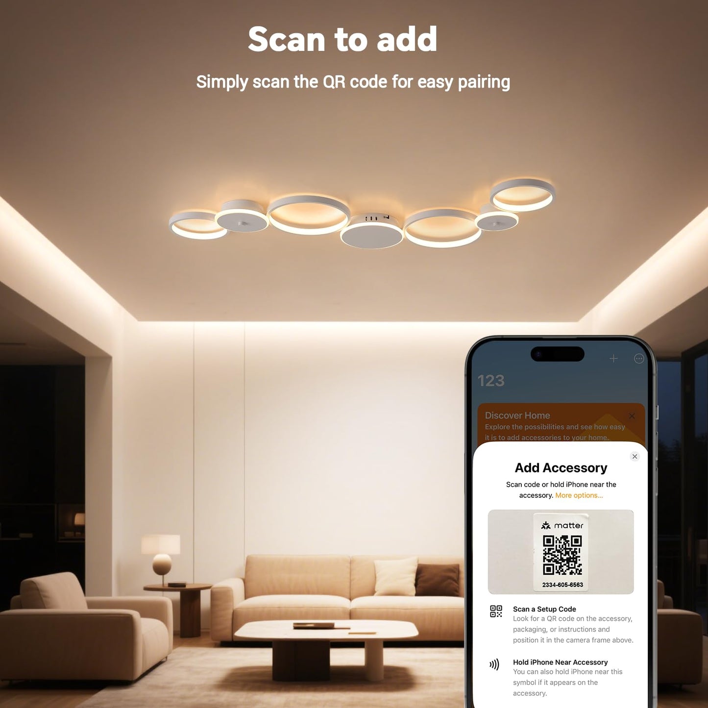 BAYHT Deckenleuchte LED Wohnzimmerlampe Weiße Runde LED Deckenlamp Dimmbar 62W 5300LM mit Fernbedienung 3000K-6500K Geeignet für Wohnzimmer, Deckenleuchte Schlafzimmer