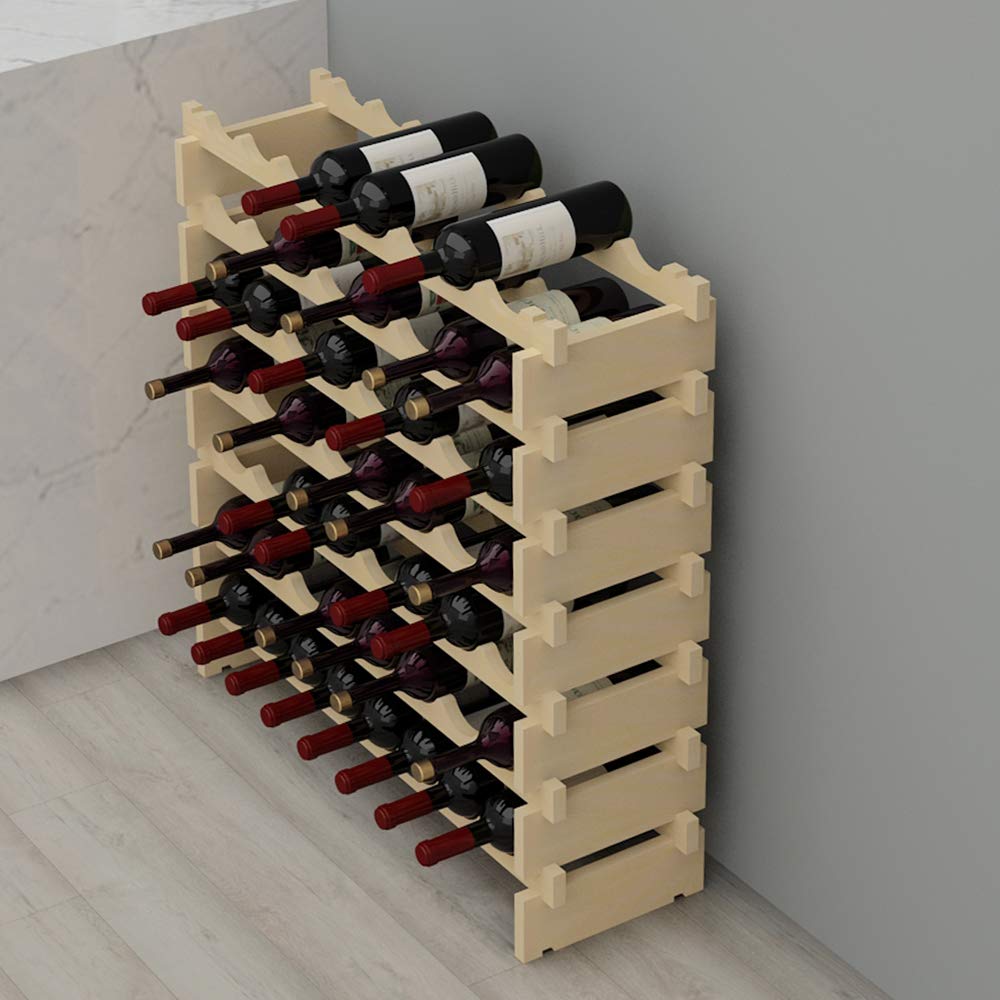 sogesfurniture Weinregal Flaschenregal mit 4 Ebenen für 32 Flaschen Wein Holzregal Weinhalter Weinständer Flaschenständer für Küche, Esszimmer, Bar, 90x30x54cm, BHEU-BY-WS4832M