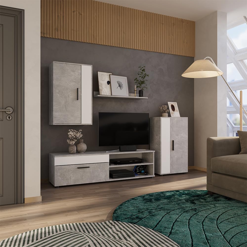 Vicco Berno TV Wall Unit Beige / Anthracite Set of 4