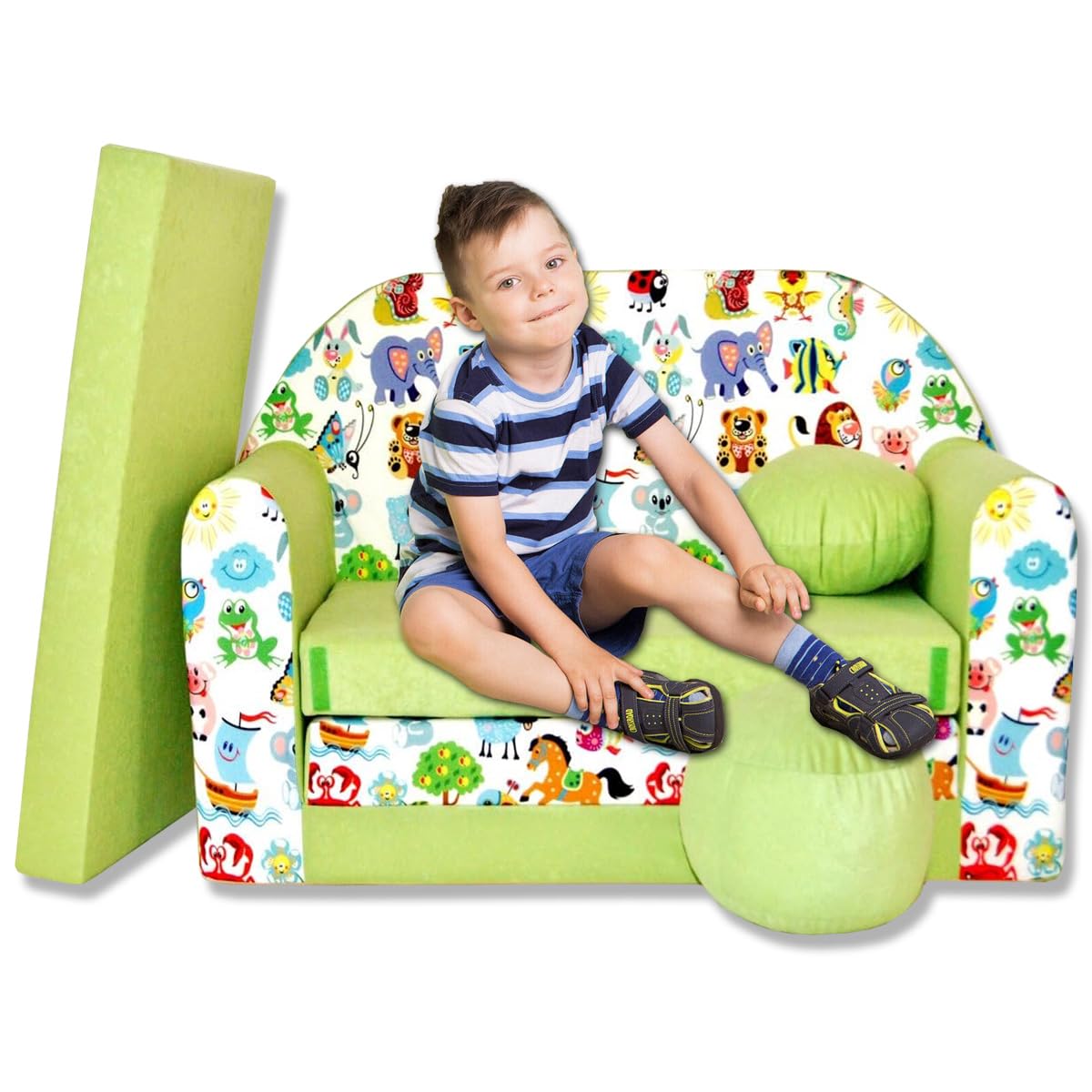 Children's Sofa with Sleep Function Foldable 3-in-1 Children's Sofa Play Sofa with Bed Function Girls Boys Bean Bag Mini Sofa Bed Children's Room Sleeping Chair (A39)