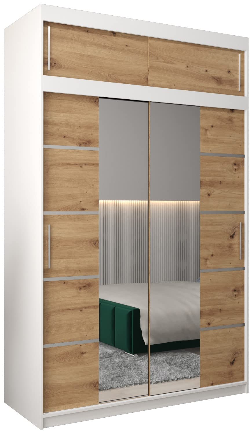 MEBLE KRYSPOL Verona 4 250 Bedroom Wardrobe Sliding Doors Cabinet with Mirror Wardrobe with Mirror Sliding Door Wardrobe Sliding Doors - 250 x 240 x 62 cm - Sonoma with Extension