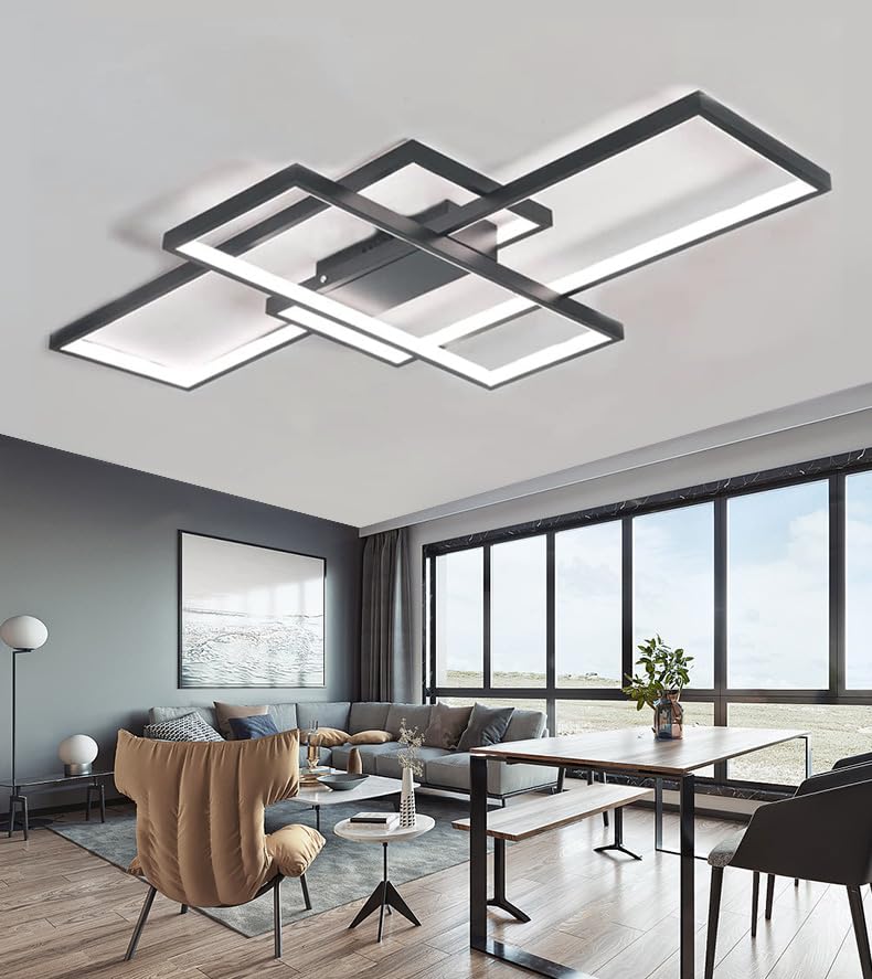 Qiaomao LED Deckenleuchte Modern Lampe Wohnzimmer mit Fernbedienung Weiß (90x50x9cm, 80w) Dimmbar Deckenlampe Stufenloses Dimmen Schlafzimmerlampe, Groß Deckenleuchten für Schlafzimmer Büro Esszimmer