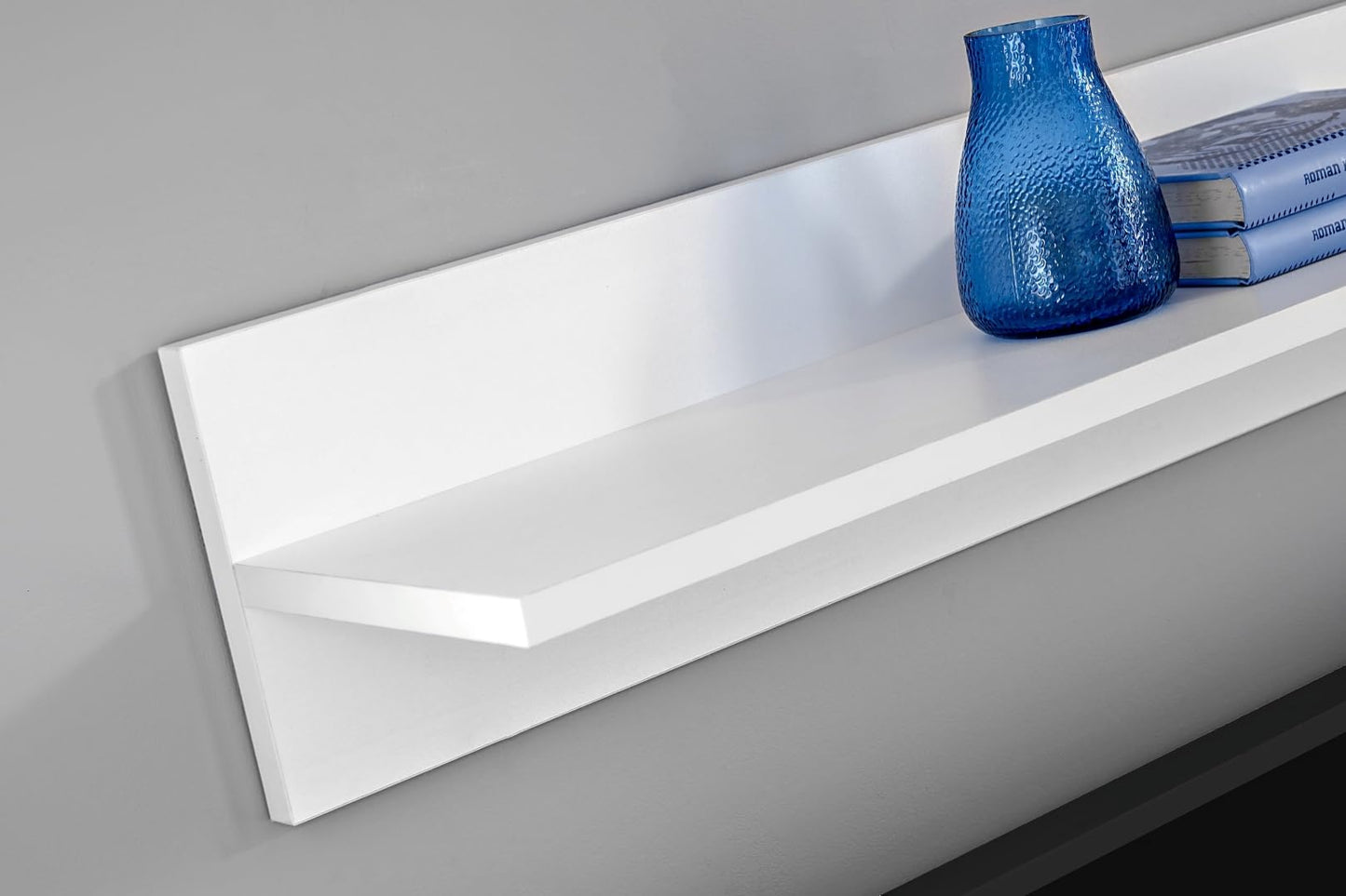 Komodee Tivoli Medio Living Room Wall Unit White / White Width 245 cm x Height 159 cm x Depth 35 cm LED Blue for Living Room Bedroom