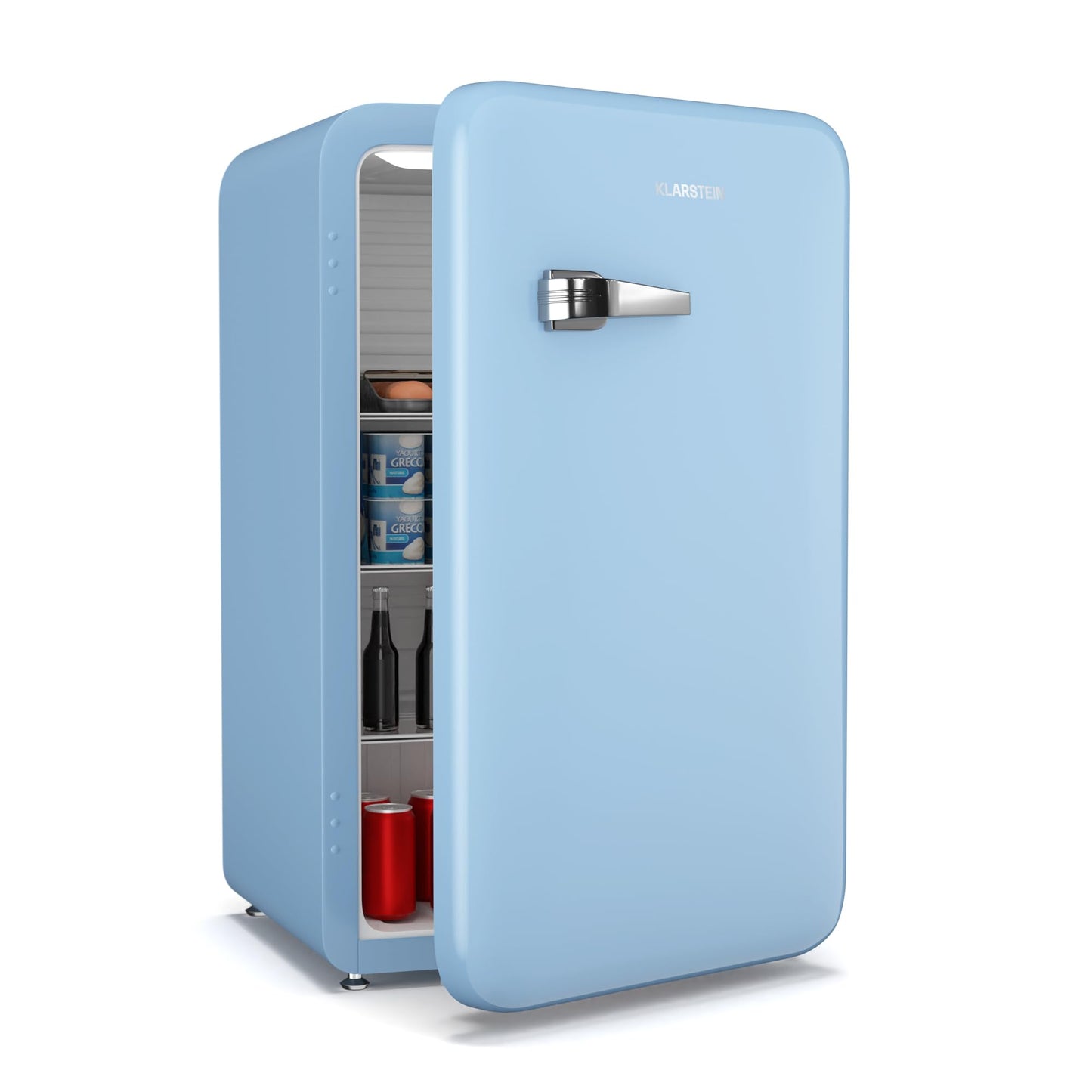 Klarstein Kühlschrank, Mini-Kühlschrank für Getränke, Kühlschrank Klein, Kleiner Kühlschrank Lautlos, Skincare Fridge, Vintage Design, Camping Kühlschrank, Minikühlschrank für Zimmer, 0-10°C, 70 L