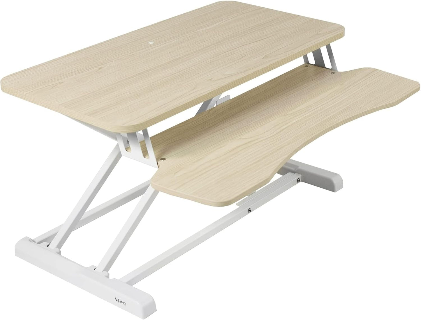 VIVO 32” Stehpult-Konverter mit höhenverstellbarem Aufsatz, Steh-Sitz-Arbeitsplatz für zwei Monitore und Laptop, mit breiter Tastaturablage, Schwarz, DESK-V000K