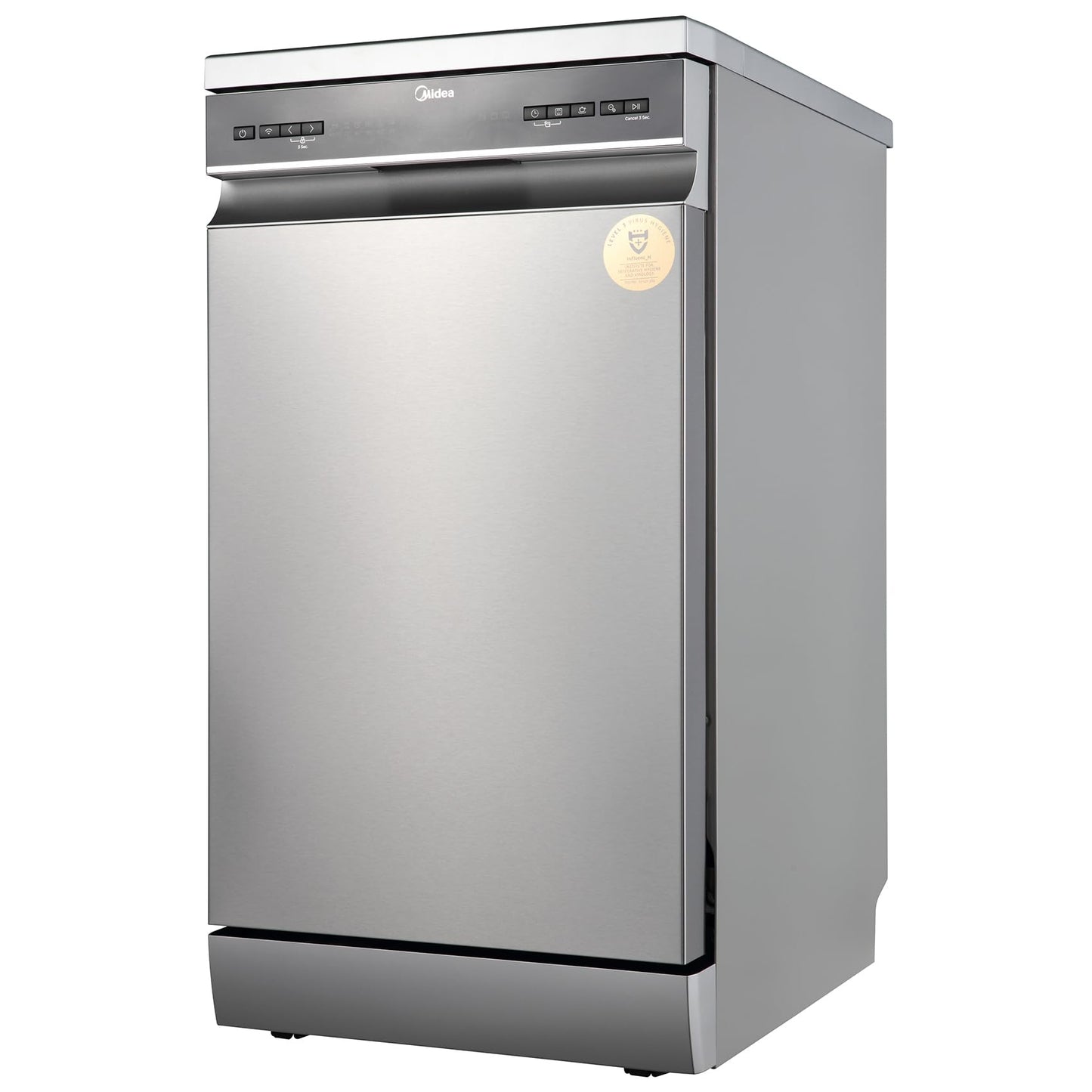 Midea MDWEU1435XSS-W Dishwasher, Integrated, 14 Place Settings, 60 cm, Partially Integrated with WiFi, Extra Drying, 7 Programmes, 47 dB, 0-24 Hours Start Time Delay, Stainless Steel
