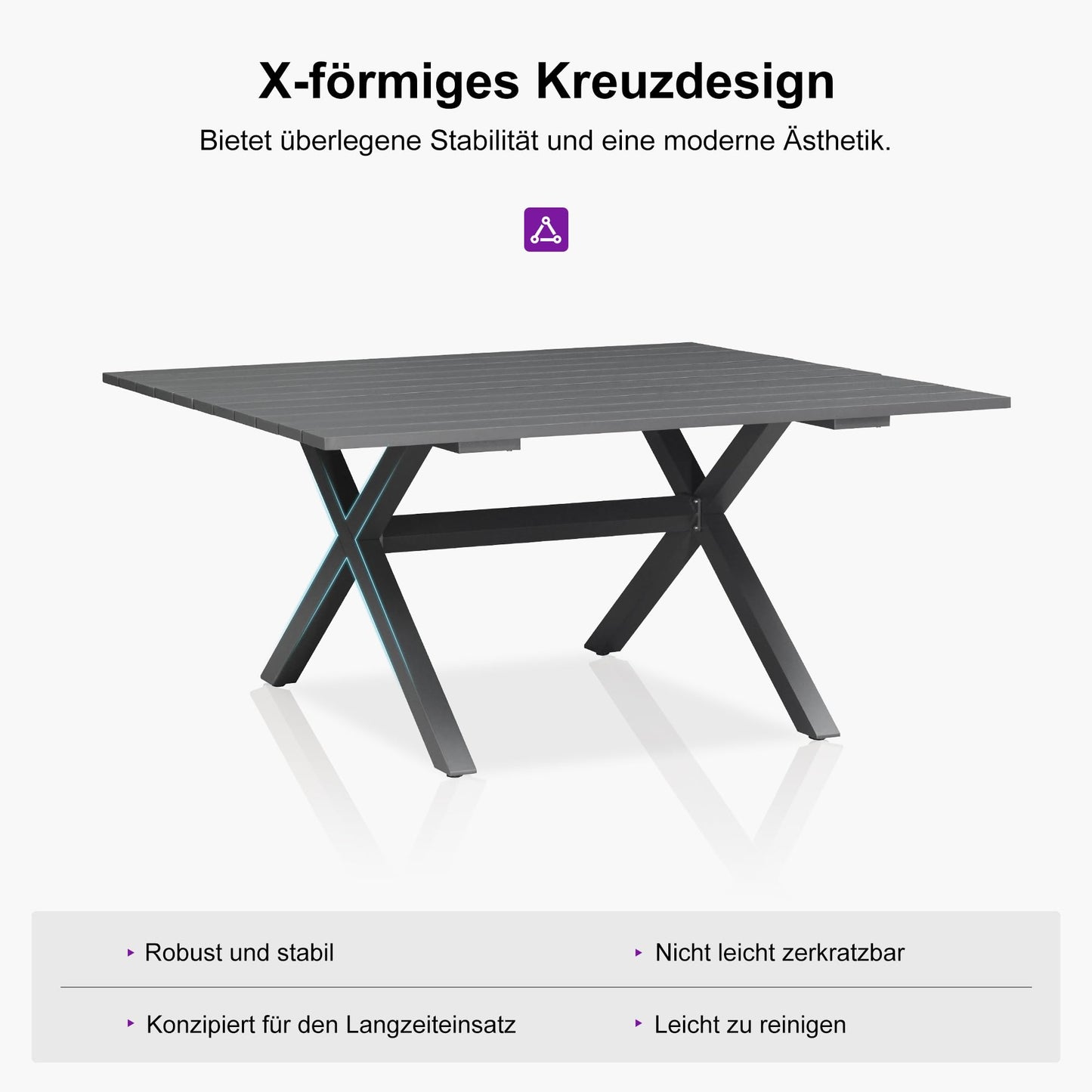 PURPLE LEAF 9-TLG Gartenmöbel Set,Aluminium Terrassenmöbel 8 Gartenstühle mit Tisch Balkonmöbel Essgruppe Gartengarnitur, Grau