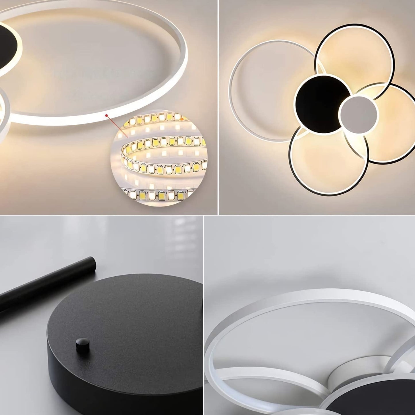 WERSVG L80cm Modern LED Deckenleuchte Wohnzimmer Deckenlampe gold 6-Ring Deckenleuchte 70W 5600LM Dimmbar 3500K - 6500KMit Fernbedienung flurlampe decke, für Wohnzimmer Schlafzimmer Küche Esszimmer