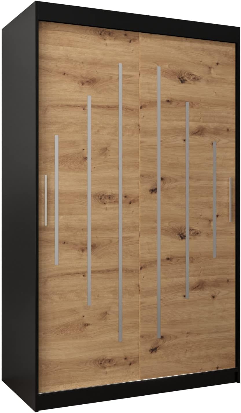 Kryspol Schwebetürenschrank York 250 cm Kleiderschrank mit Kleiderstange und Einlegeboden Schlafzimmer- Wohnzimmerschrank Schiebetüren Modern Design (Weiß)