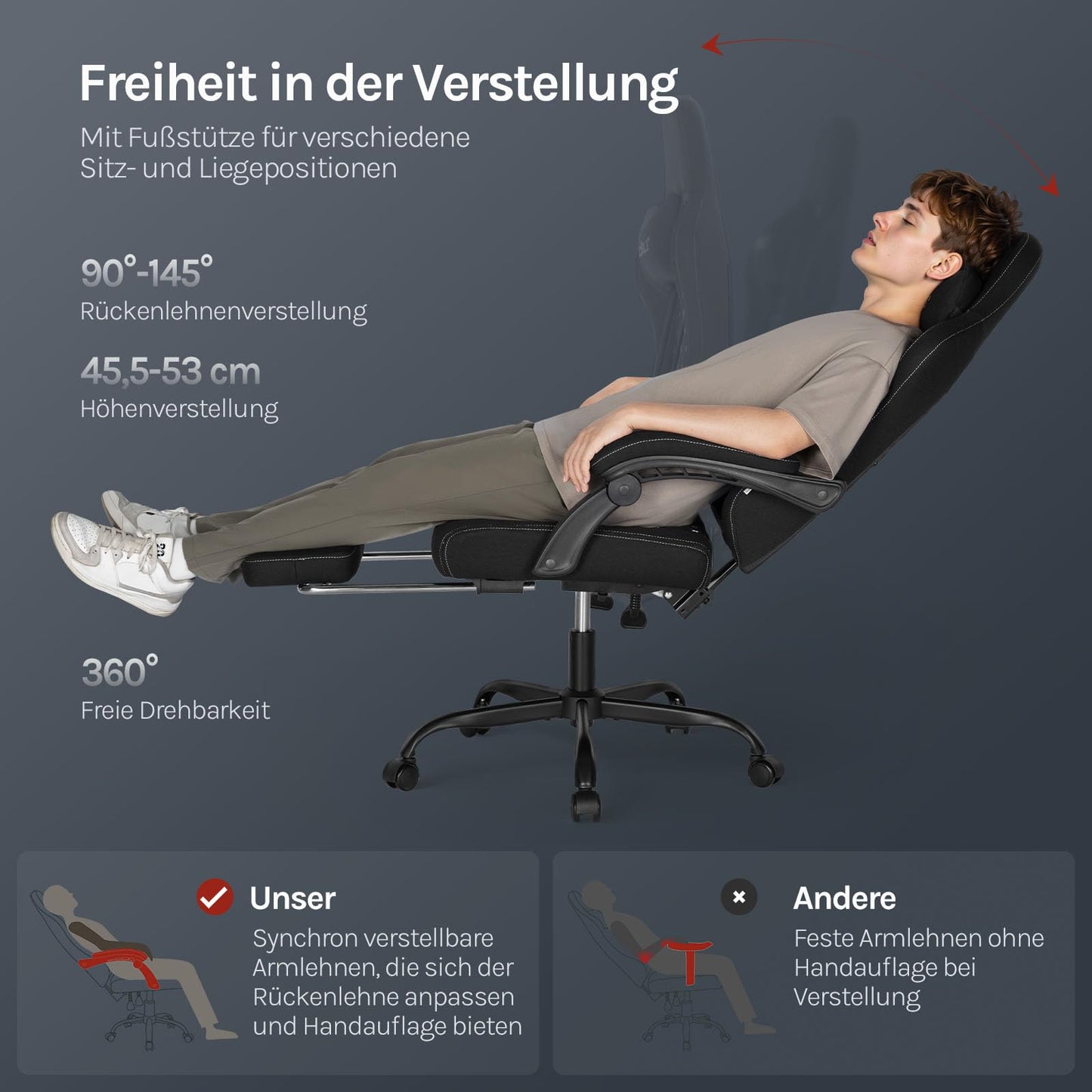 WOLTU Gaming Stuhl mit Massagefunktion, Computerstuhl Ergonomisch, Taschenfederkissen, Lendenmassage, Kopfkissen, Fußstütze, Drehstuhl, 150 kg, Netzstoff, Rosa+Weiß