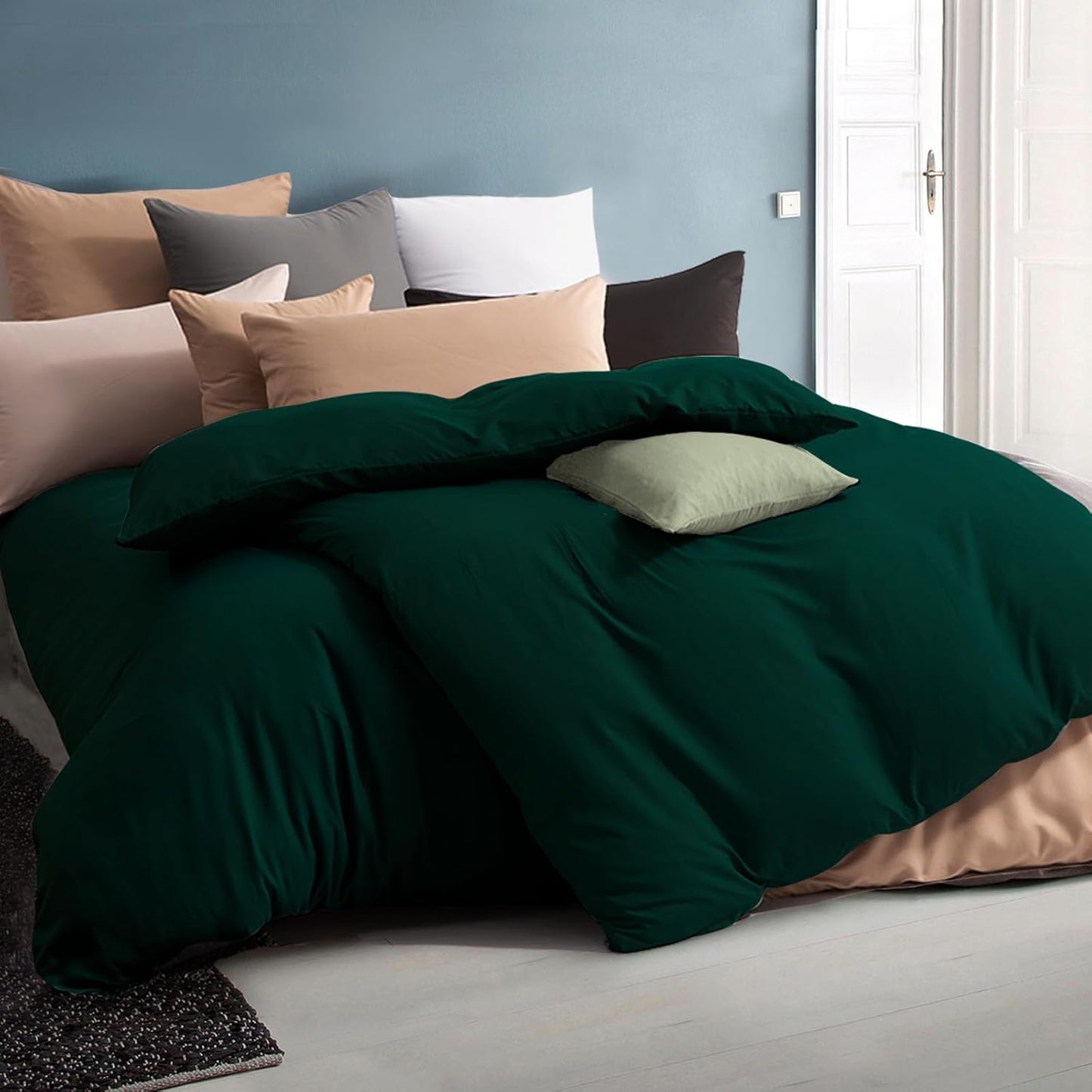 Soifox Bed Linen Set, Grey Anthracite, Microfibre, Non-Iron and Wrinkle-Free Duvet Cover 200 x 200 cm with Set of 2 Pillowcases 80 x 80 cm, Bed Linen with Zip