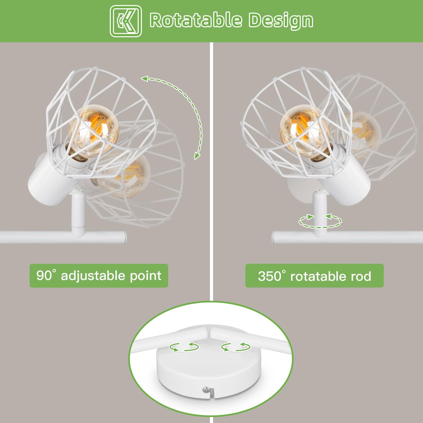 Kimjo Led Deckenstrahler 6 Flammig - Deckenleuchte Strahler E14 Schwenkbar - Deckenlampe Schwarz 6 Flammig Lampe Wohnzimmer - Deckenlampe LED Deckenleuchte Küche Deckenspot Ohne Leuchtmittel