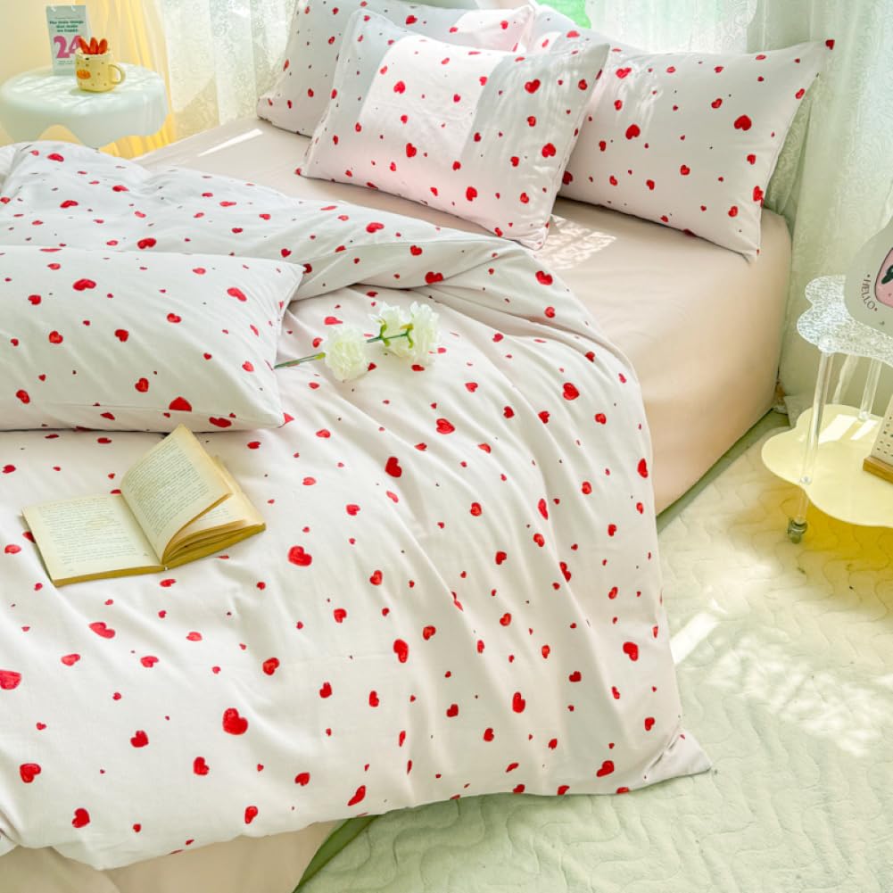 Nayoroom Bed Linen 135 x 200 cm Pink Black Hearts Heart Pattern Reversible Bed Linen Set Microfibre 2-Piece Modern Aesthetic Hearts Duvet Cover and 1 Pillowcase 80 x 80 cm with Zip