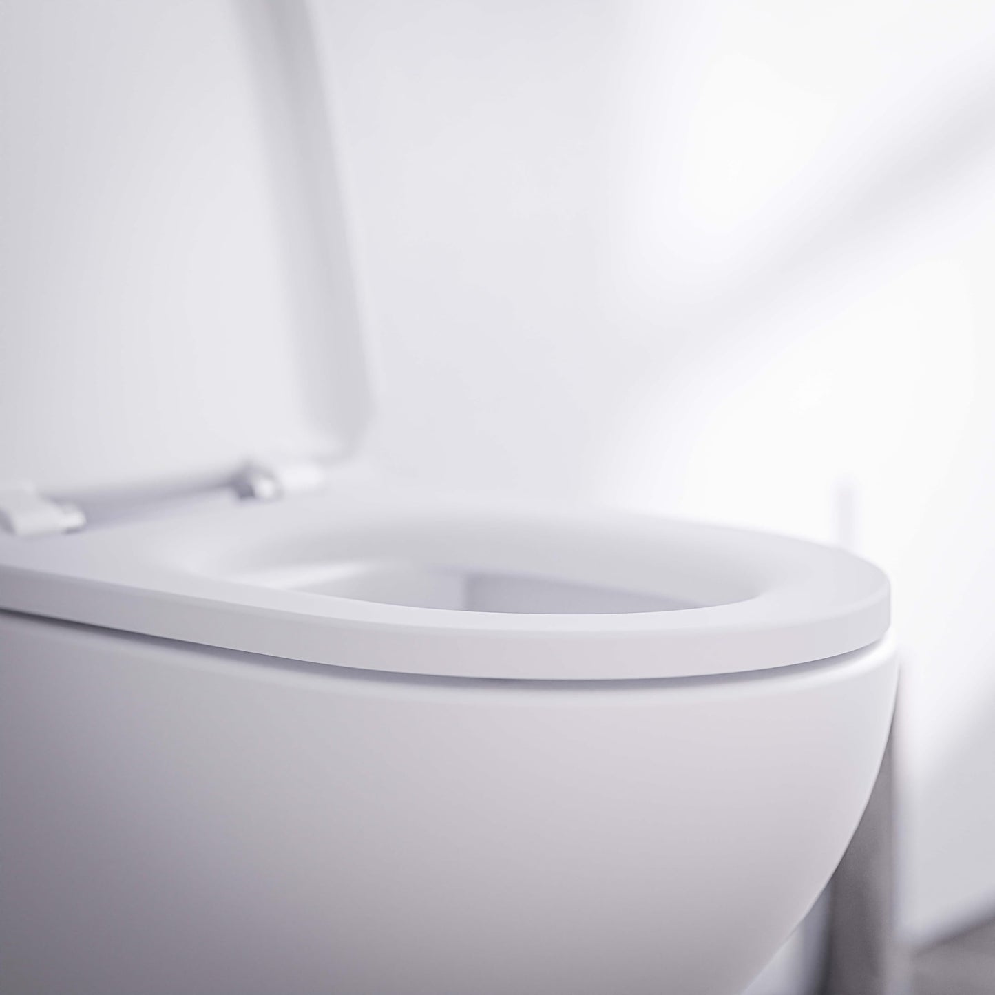 BERNSTEIN® Design Wand WC spülrandlos spülrandloses Hänge WC Set Toilette mit abnehmbareren Deckel Hängetoilette WC ohne Spülrand E-9030 Farbe: Weiß glänzend