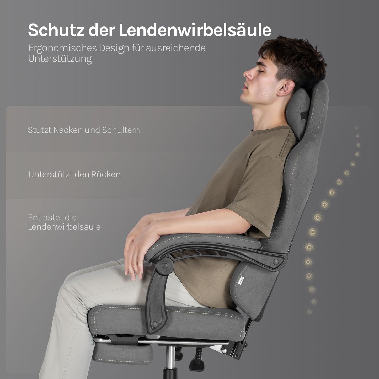 WOLTU Gaming Stuhl mit Massagefunktion, Computerstuhl Ergonomisch, Taschenfederkissen, Lendenmassage, Kopfkissen, Fußstütze, Drehstuhl, 150 kg, Netzstoff, Rosa+Weiß