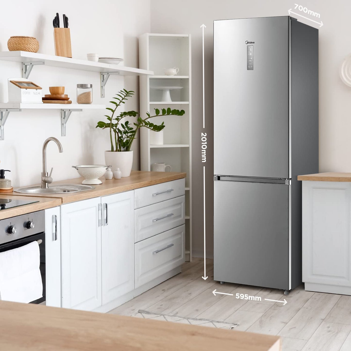 Midea MERB276FGE02A Kühl-/Gefrierkombination/180 cm Höhe/NoFrost/Doppelte Steuerung/Super-Kühlfunktion/219 kWh/Jahr/199L Kühlteil/71L Gefrierteil