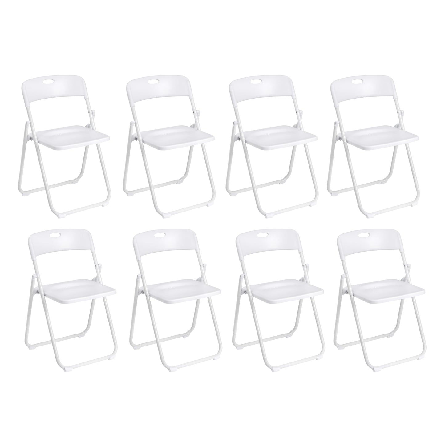 Baroni Home Klappstuhl mit PVC- und Stahlgestell, platzsparender zusammenklappbarer Sitz mit Füßen und Griff, Outdoor-Stuhl, Küche, Wohnzimmer, Reisen, 74x43x49 cm, 8 Stücke, Weiß