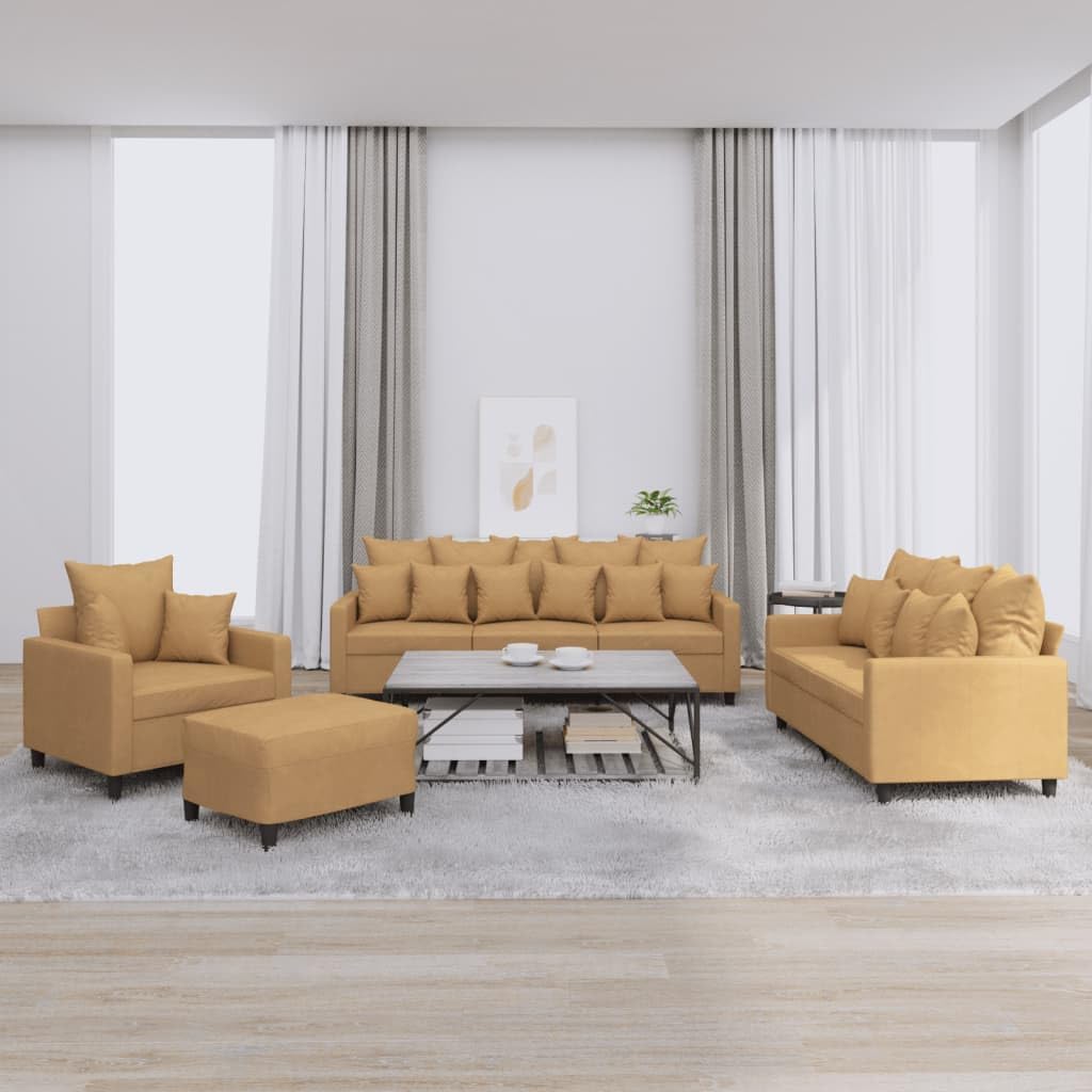 Willood 3-TLG. Sofagarnitur mit Kissen Dunkelgrau Samt,Sofa geeignet für Wohnzimmer, Sofa Set, mit Armlehnen und Kissen