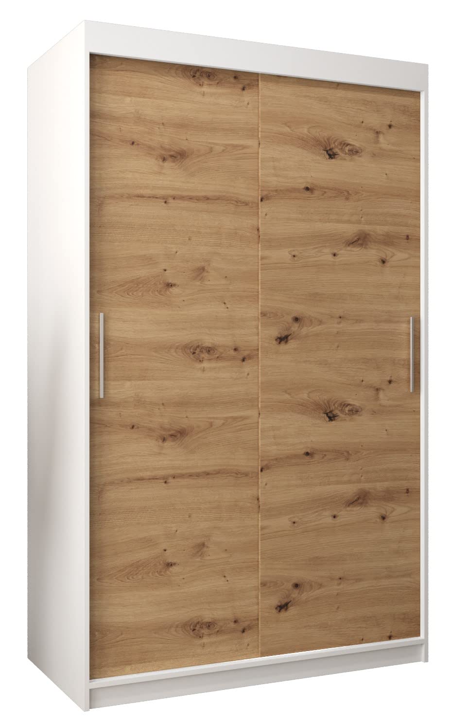 MEBLE KRYSPOL Tokyo 250 Wardrobe with Three Sliding Doors for Bedroom – Modern Storage Cabinet with Clothes Rail and Shelves – 250 x 200 x 62 cm – Matte Black and Artisan