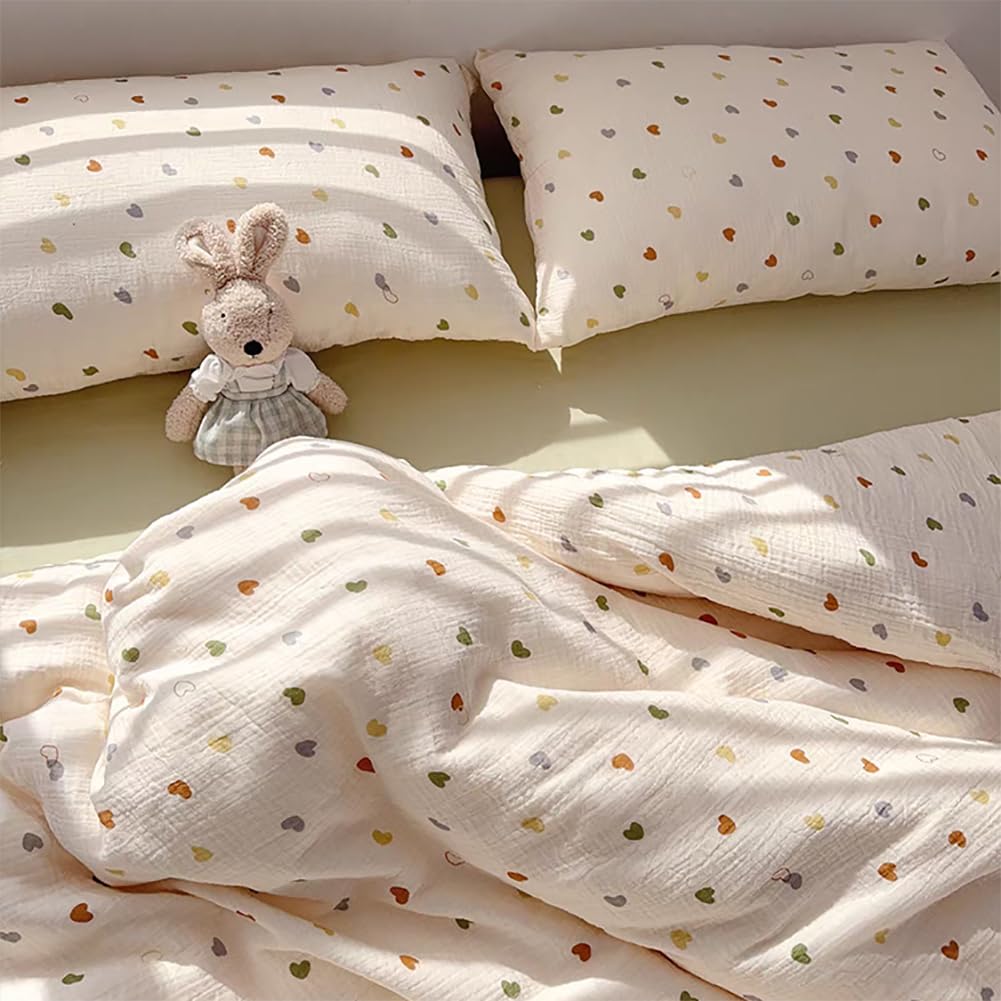 AShanlan Girls' Pink Hearts Children's Bed Linen 135 x 200 cm Pillowcase 80 x 80 cm Grey Pink Reversible Children's Bedding Set 100% Microfibre Duvet Cover with Zip