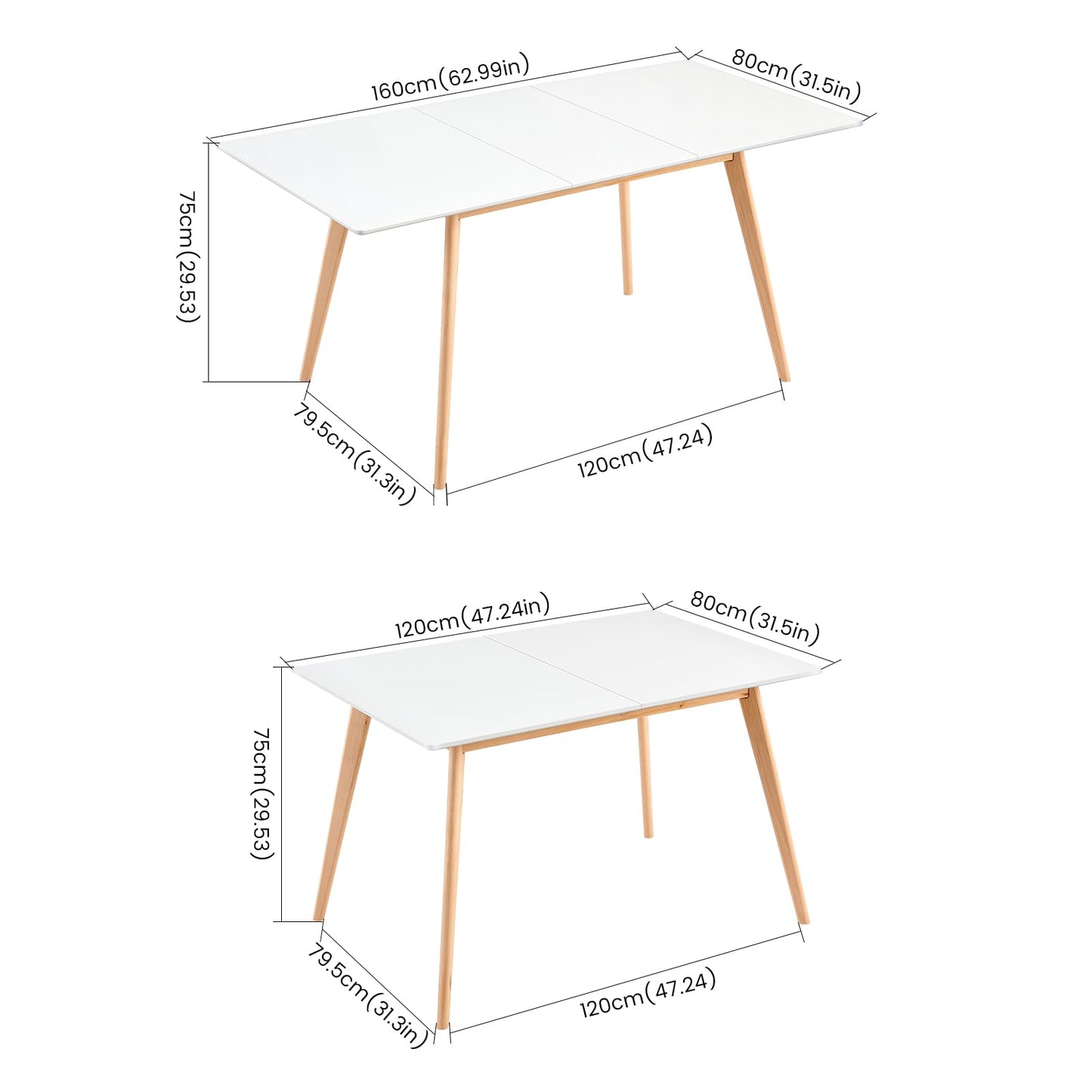 H.J WeDoo Esszimmergruppe mit 4 Essstühlen, Rechteckig Esstisch und Stühle für Esszimmer, Küche, Wohnzimmer, Weißer Esstisch und Graue Stühle
