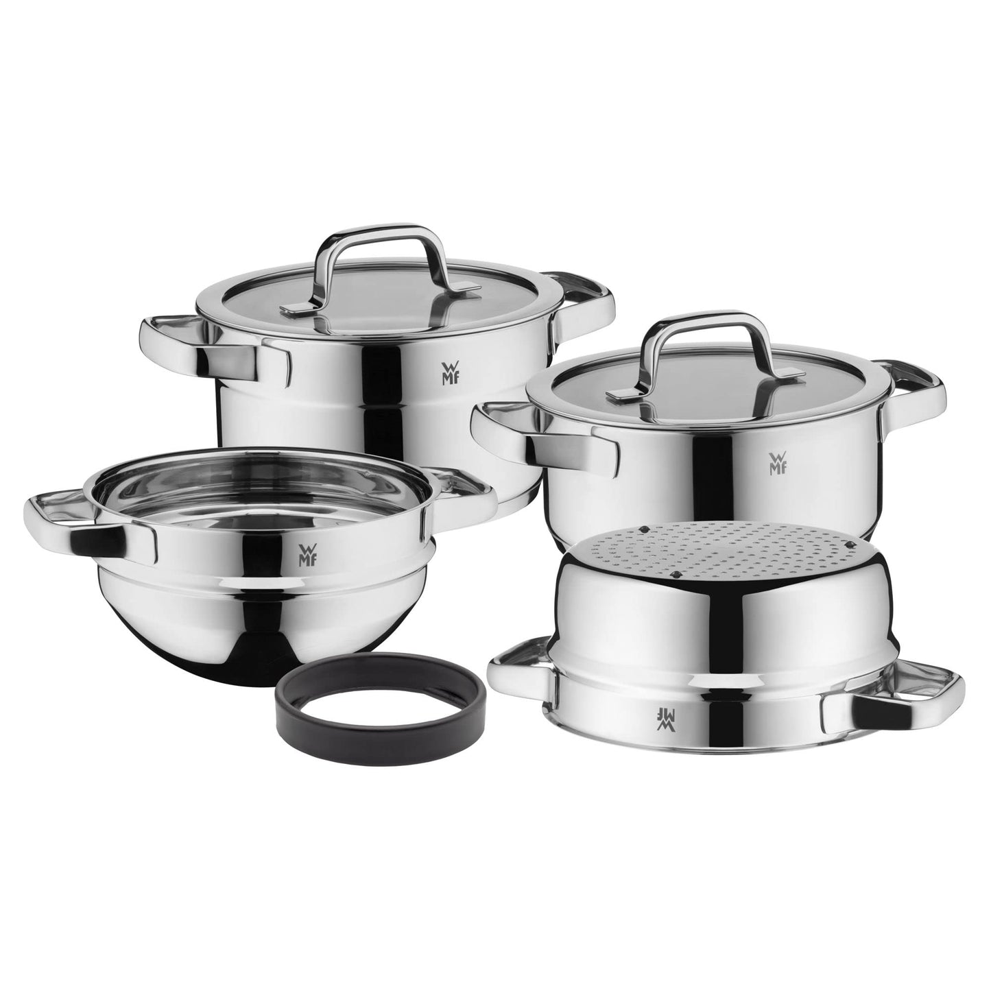 WMF Devil Pfannenset Induktion 3-teilig, Bratpfanne 24, 20, 28 cm, Induktion, Cromargan Edelstahl beschichtet, Kunststoffgriff