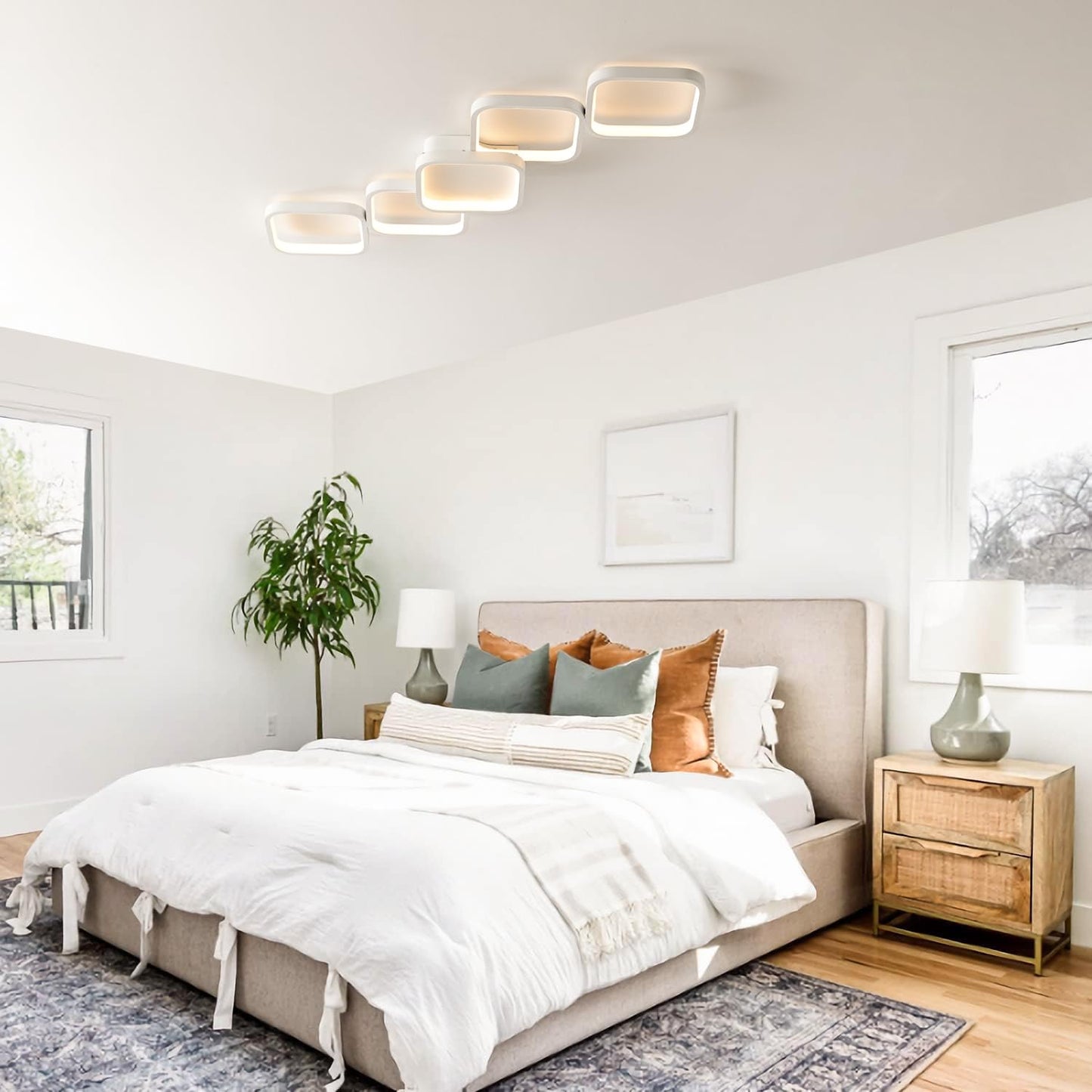 LED Deckenleuchte Dimmbar Wohnzimmer Deckenlampe mit Fernbedienung, Weiß Deckenbeleuchtung mit Memory Funktion 45W Schlafzimmerlampe 92x31cm Modern Rechteckige Design Küchenlampe für Kinderzimmer Flur