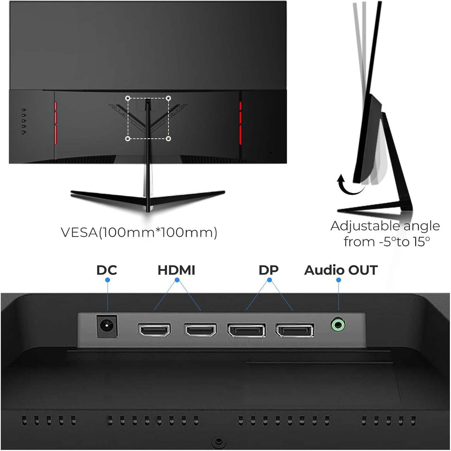 Gawfolk 32 Zoll Curved Gaming Monitor 180HZ / 165Hz / 144hz PC Bildschirm Full HD 1080P, Rahmenloses 1800R Gebogenes Computerbildschirm mit FreeSync und Eye Care Technologie, unterstützt VESA